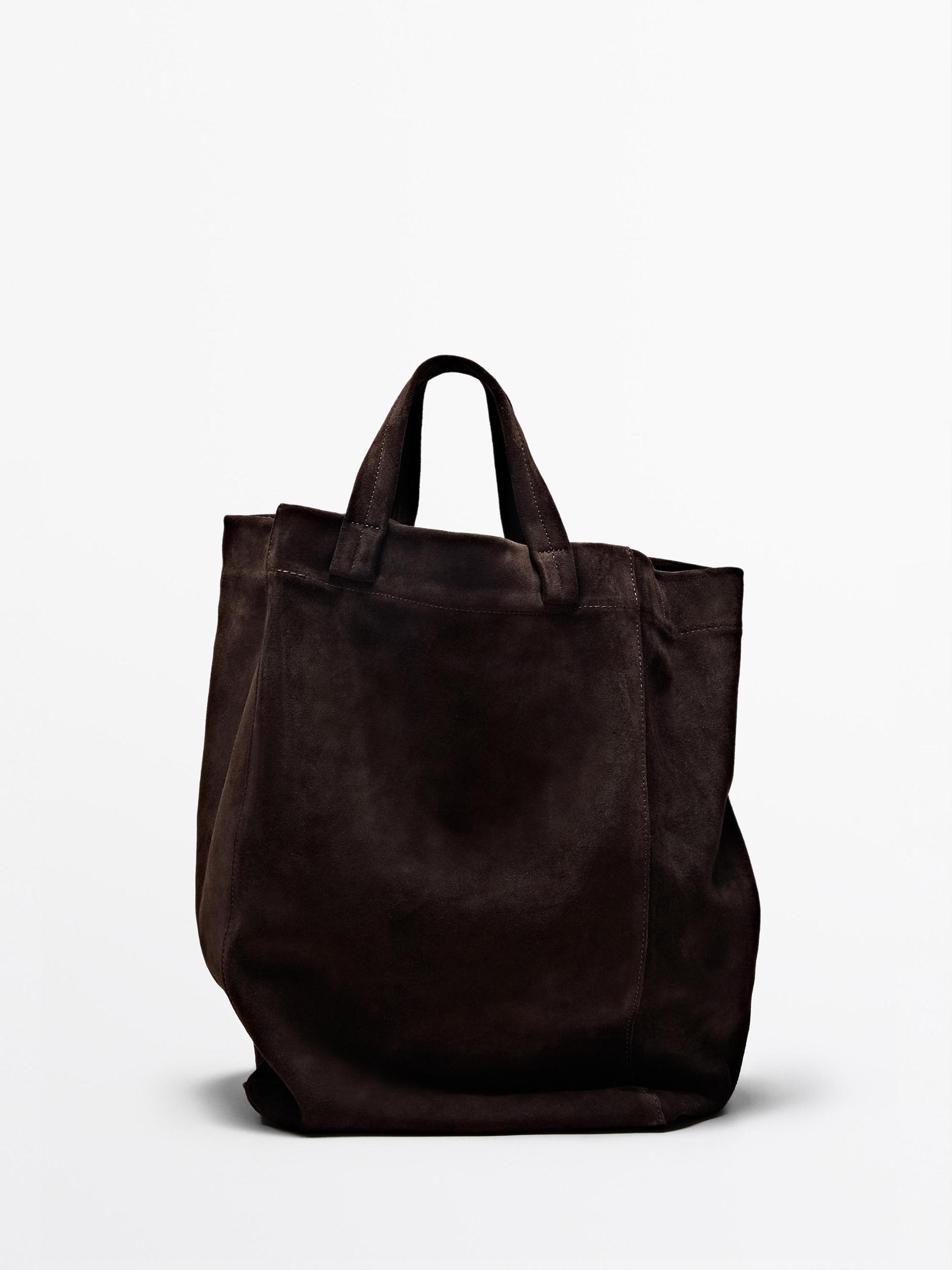 Split suede leather shopper bag Product Image