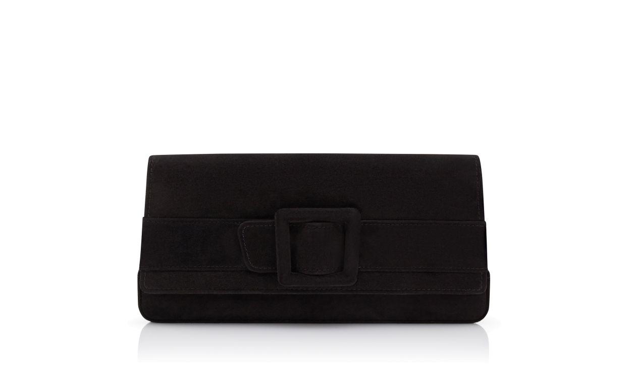 MAYGOT Black Suede Buckle Clutch Product Image