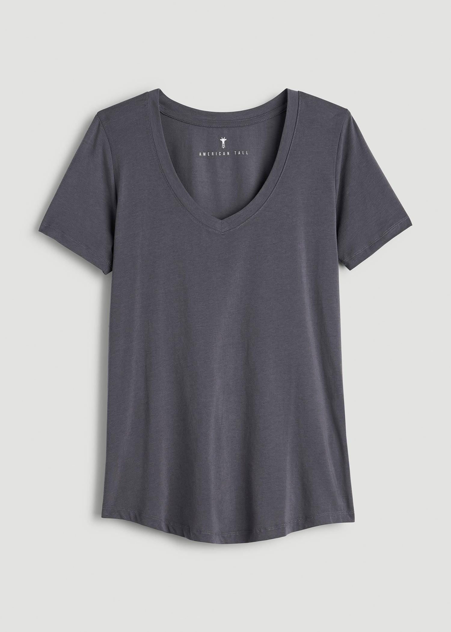 Scoop V-Neck Tee for Tall Women in Charcoal Female Product Image