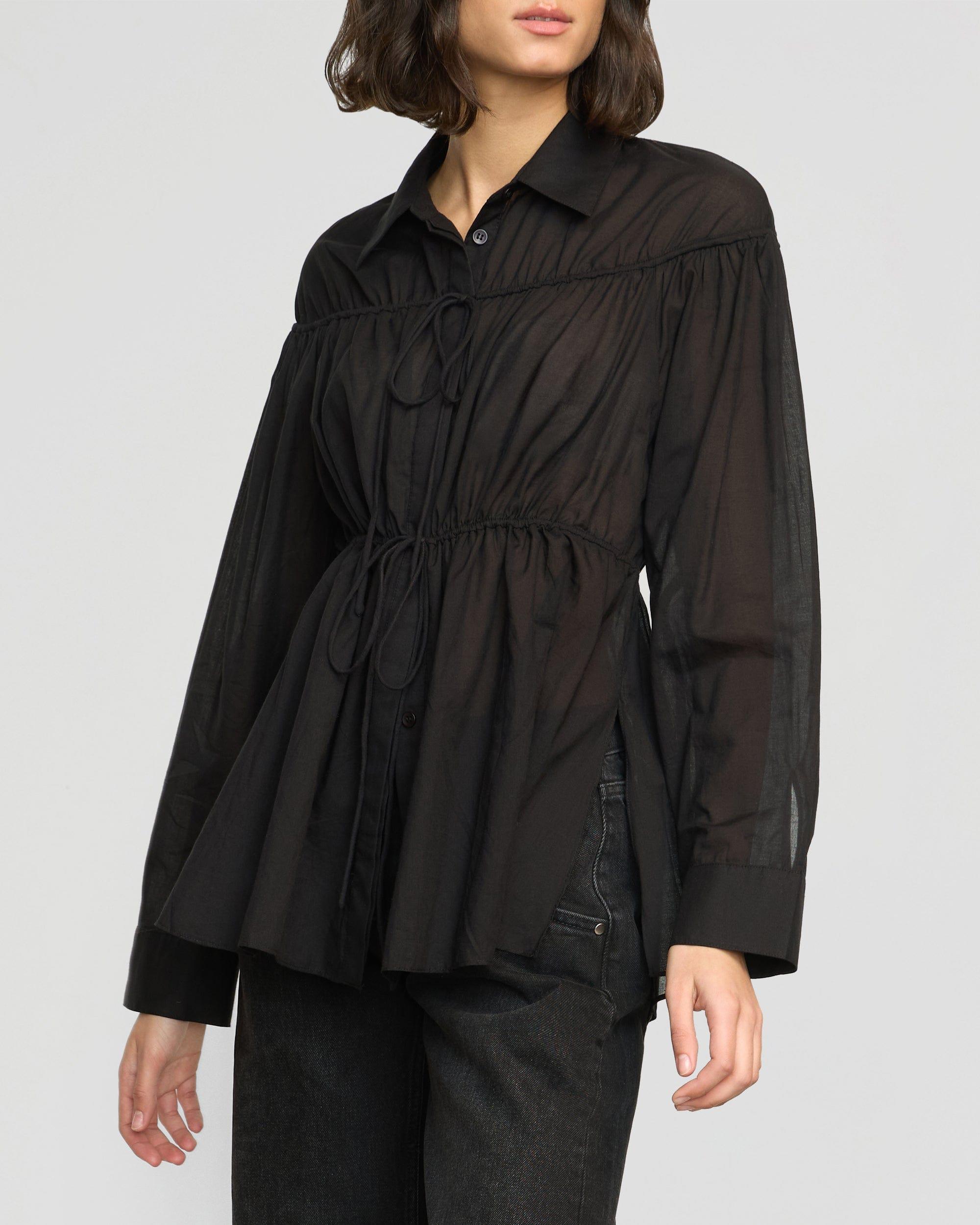 Kia Tie-Front Cotton-Silk Tunic Blouse Product Image