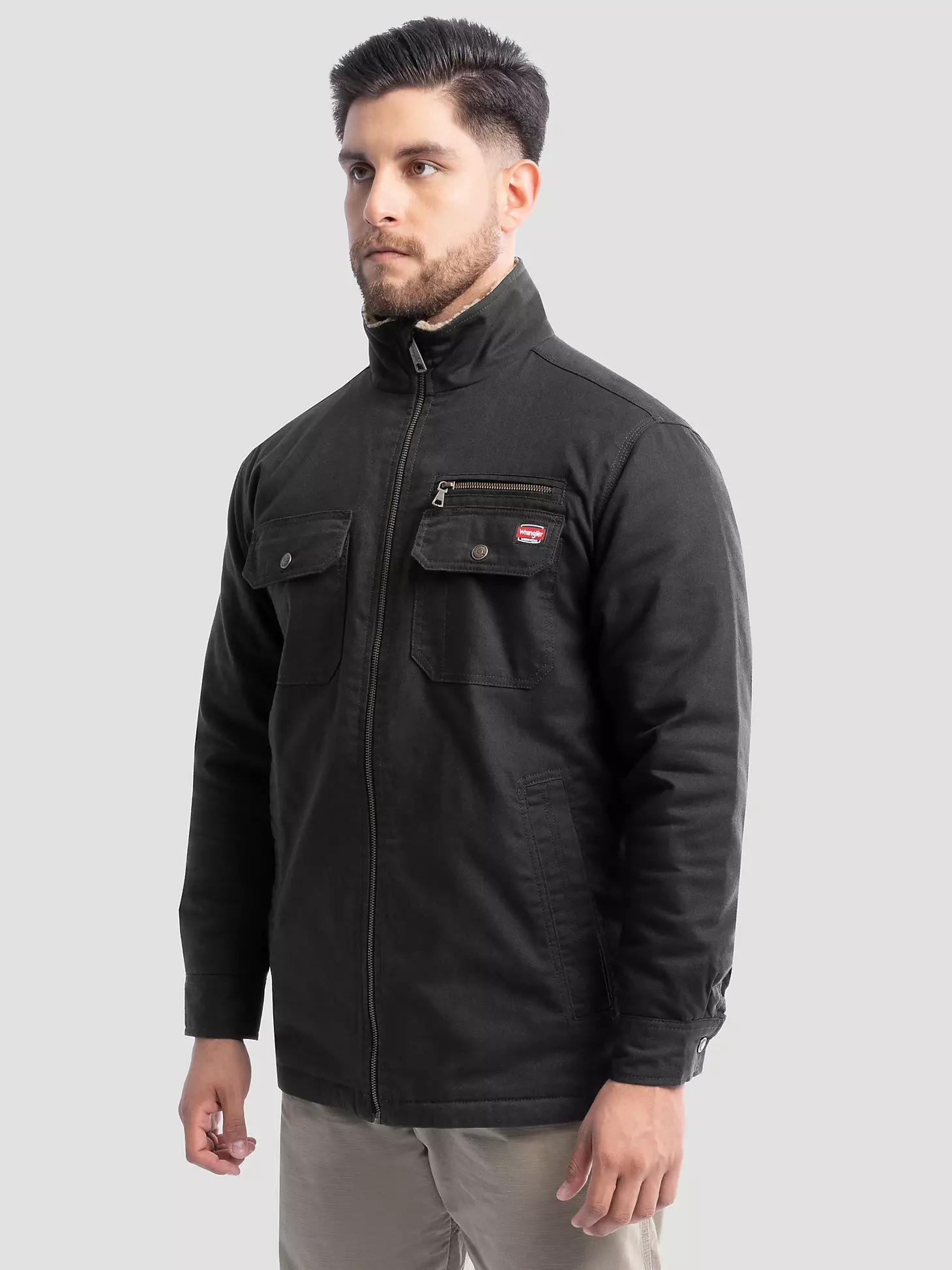 Men's Workwear Faux Shearling Lined Jacket Caviar Product Image