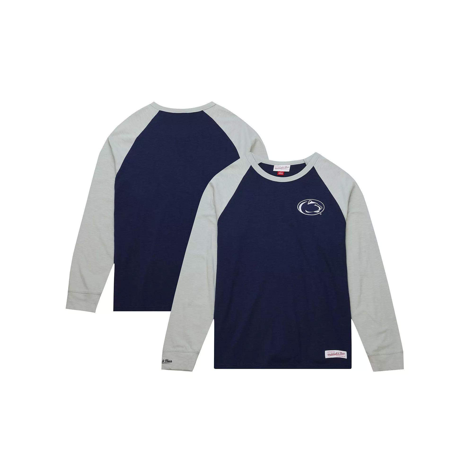 Men's Mitchell & Ness Navy Penn State Nittany Lions Legendary Slub Raglan Long Sleeve T-Shirt, Size: Medium, Blue Product Image