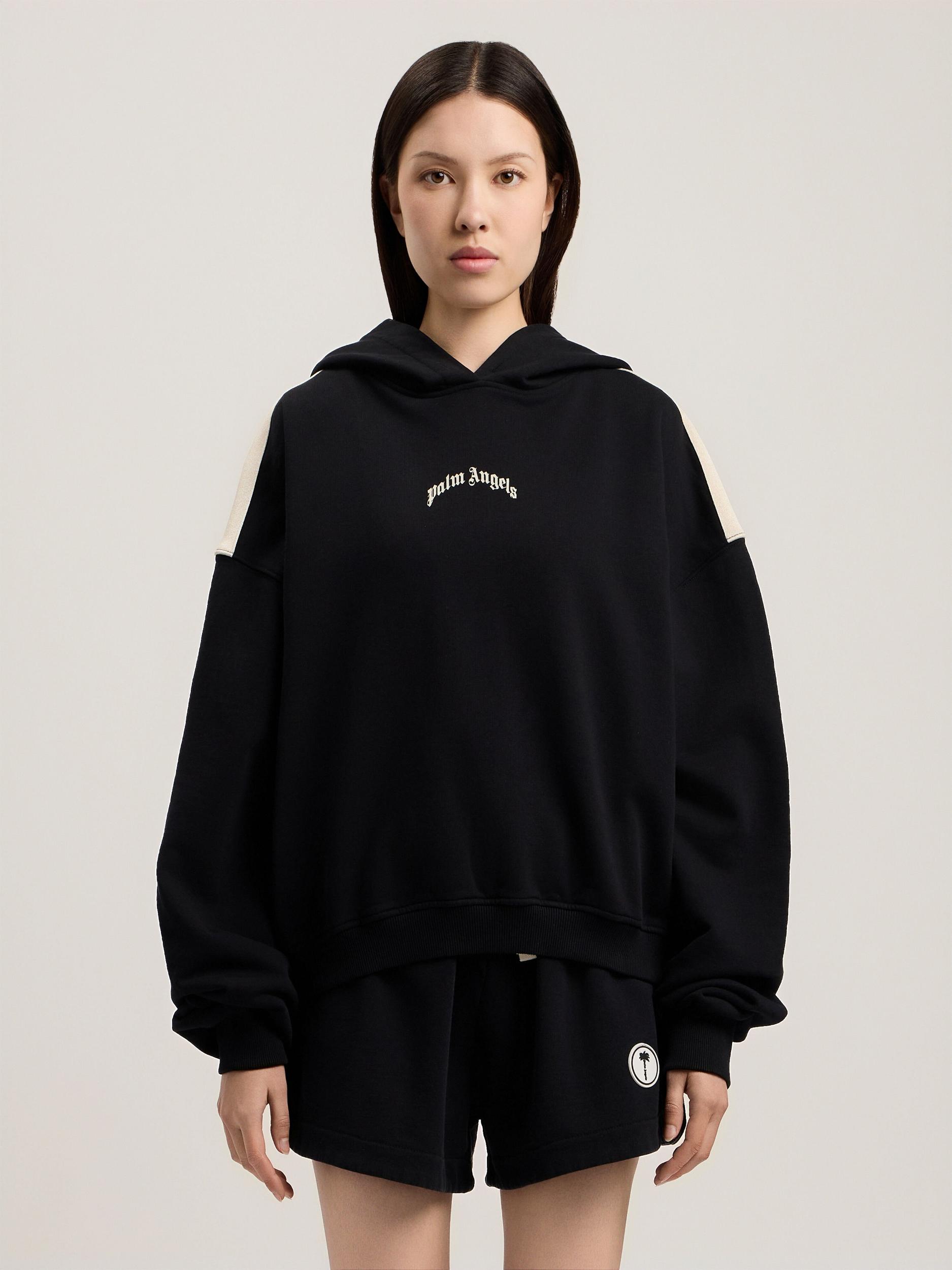 Curved Logo Loose Crop Hoodie Product Image
