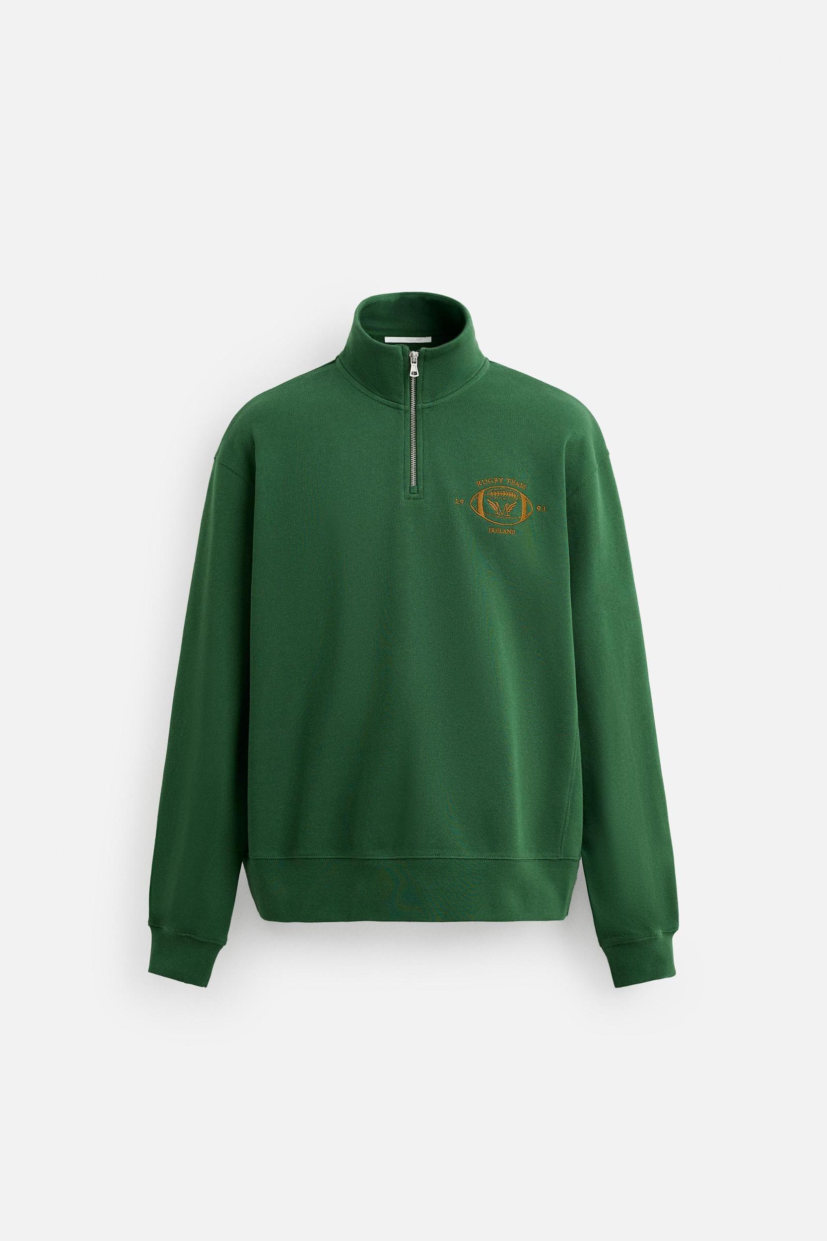EMBROIDERED QUARTER-ZIP SWEATSHIRT Product Image