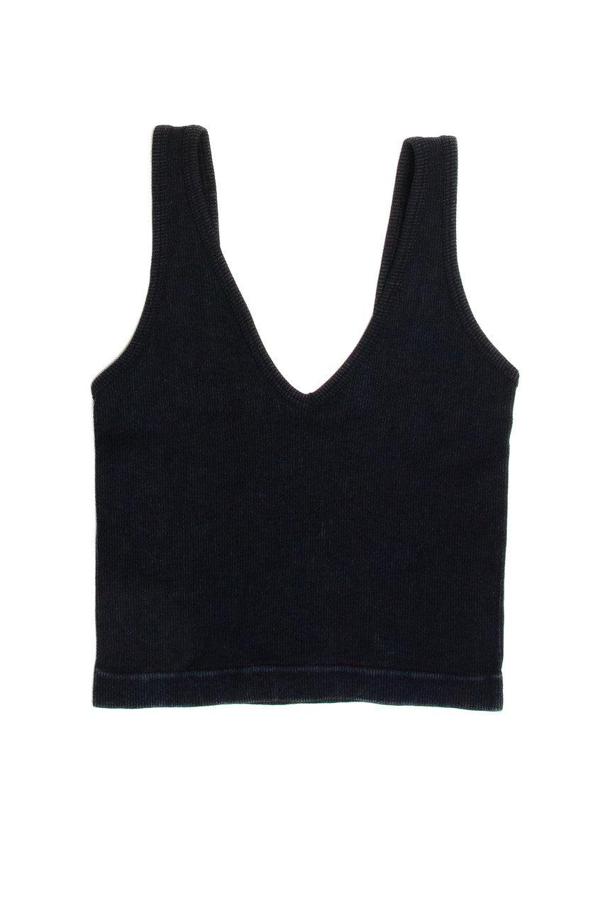Black Mineral Wash Ribbed Tank Product Image