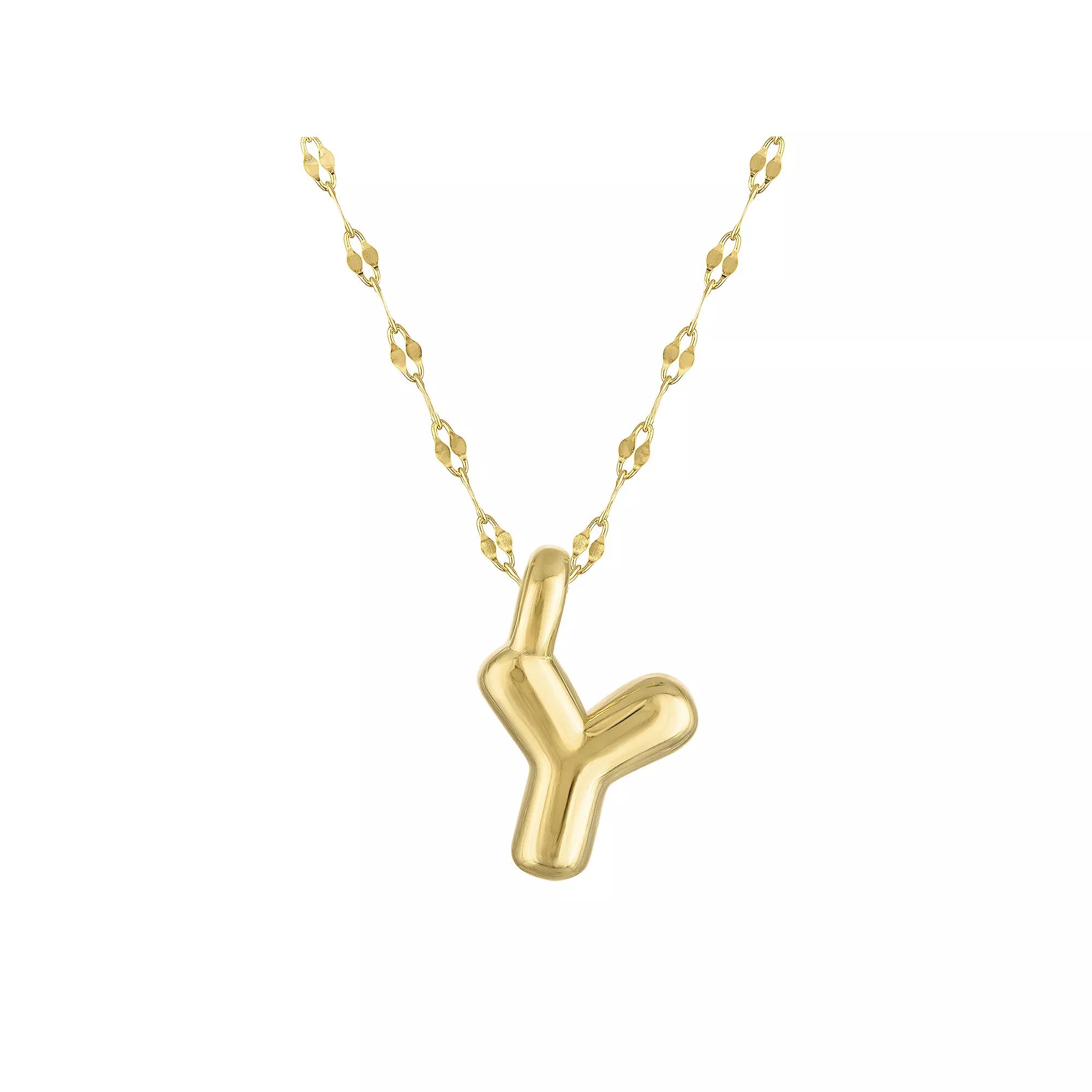 Junior Jewels 14k Gold Over Silver Bubble Initial Pendant Necklace, Womens Gold Tone Y Product Image