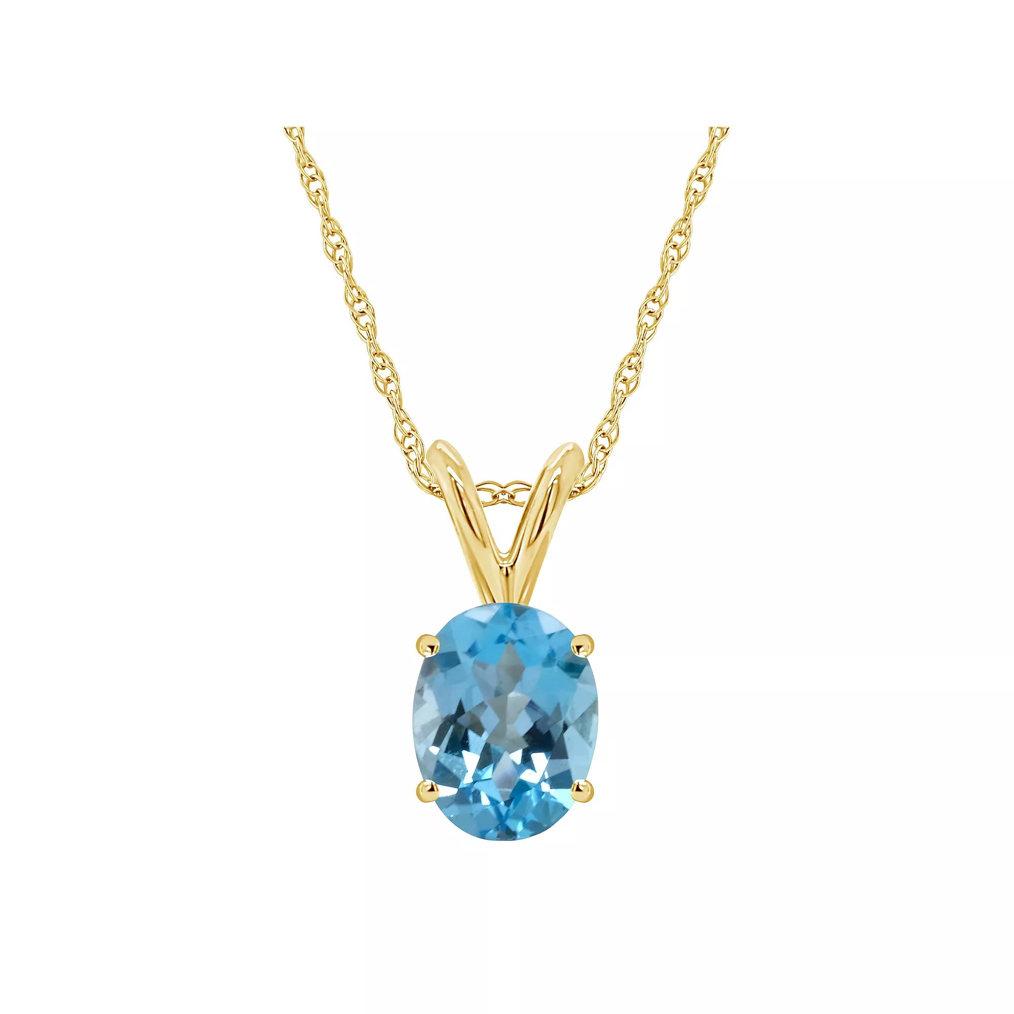 Celebration Gems 14k Gold Gemstone Pendant Necklace, Women's, Size: 18", Blue Topaz Product Image