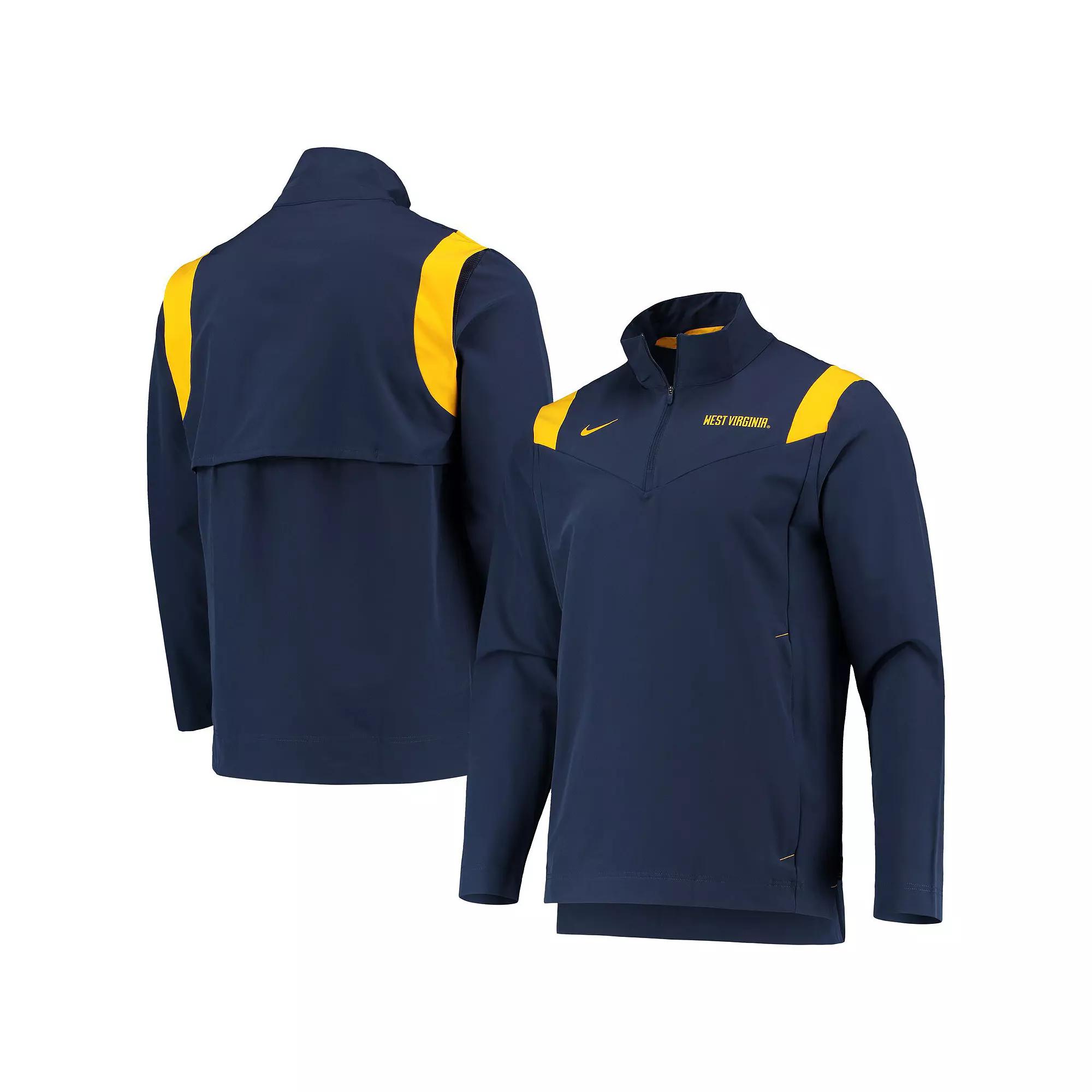 Men's Nike Navy West Virginia Mountaineers 2021 Team Coach Quarter-Zip Jacket, Size: Small, Blue Product Image