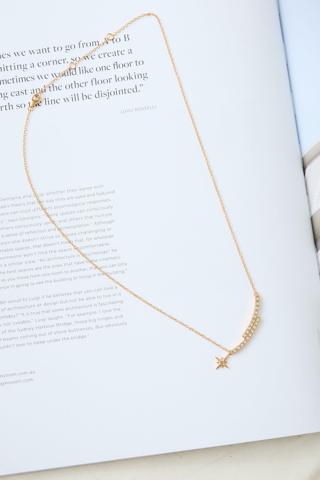 18k Gold Plated Star Landing Necklace Gold Product Image