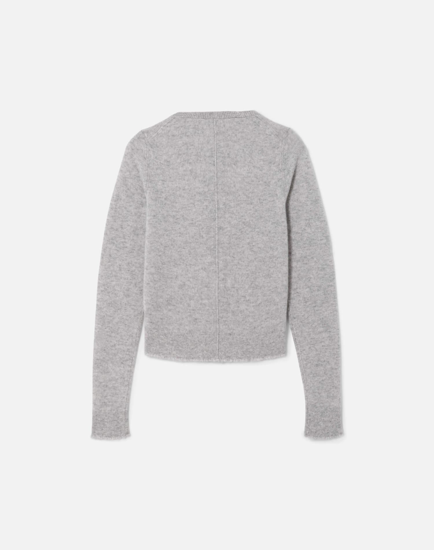 Cashmere Crewneck Cardigan - Light Heather Grey Female Product Image