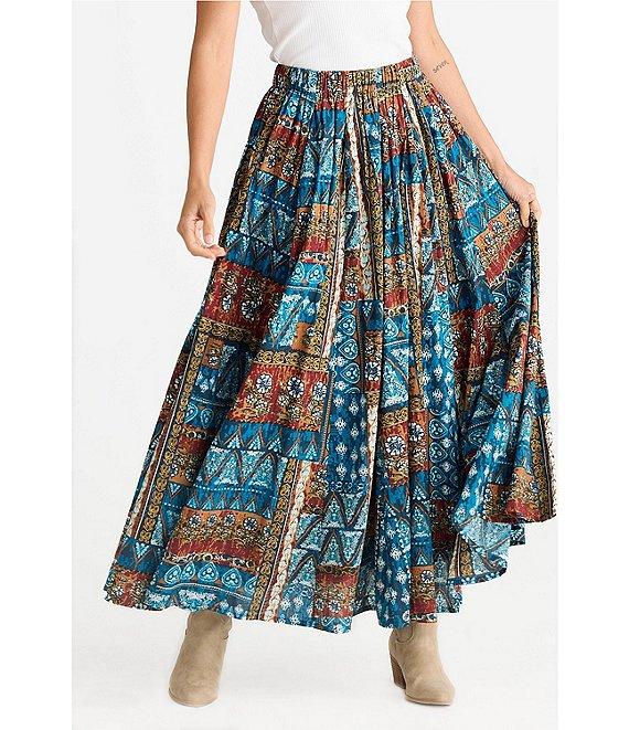 Talisman Twilight Cotton Voile Patchwork Print Maxi Skirt Product Image