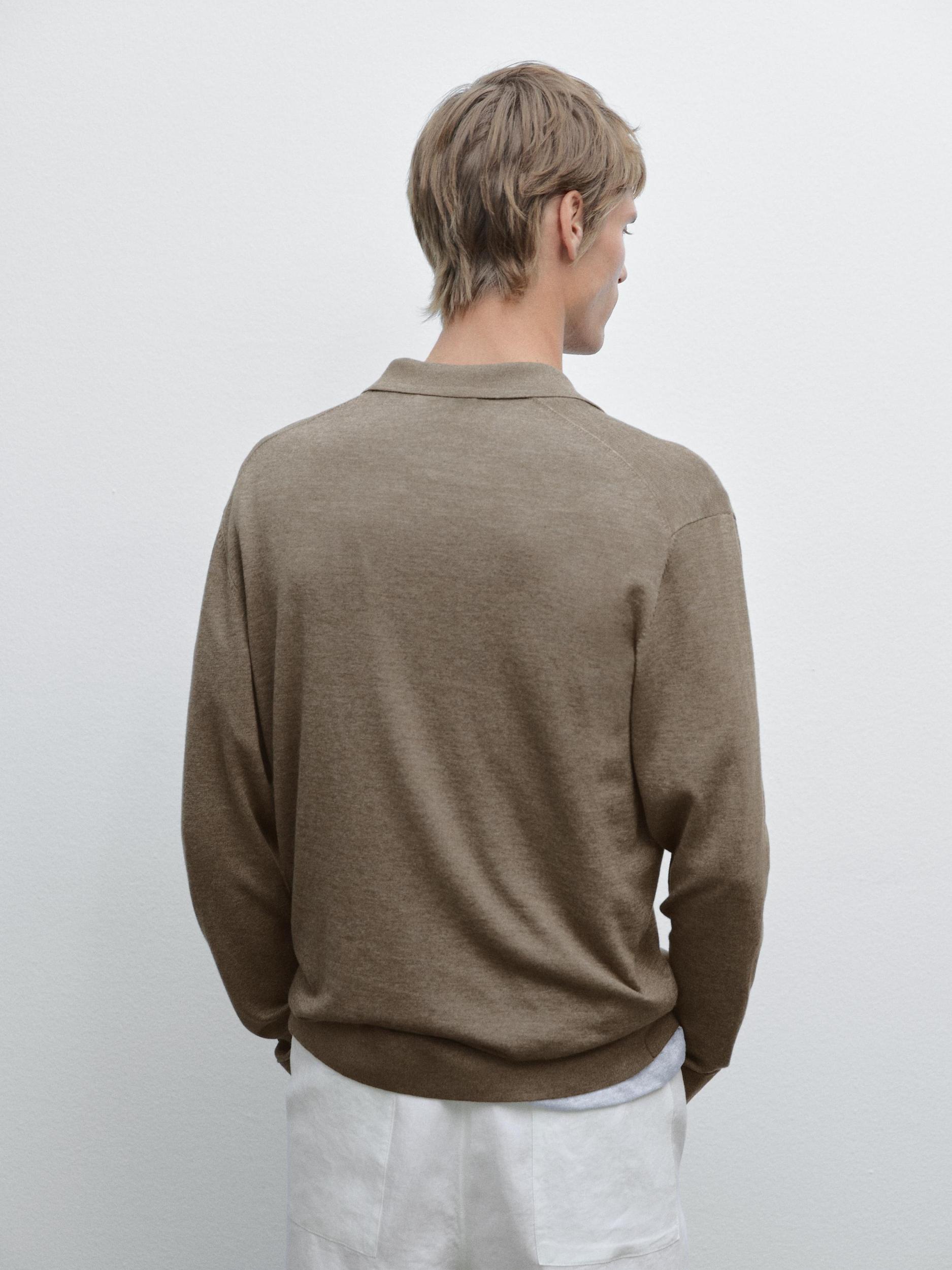 V-neck knit polo sweater Product Image