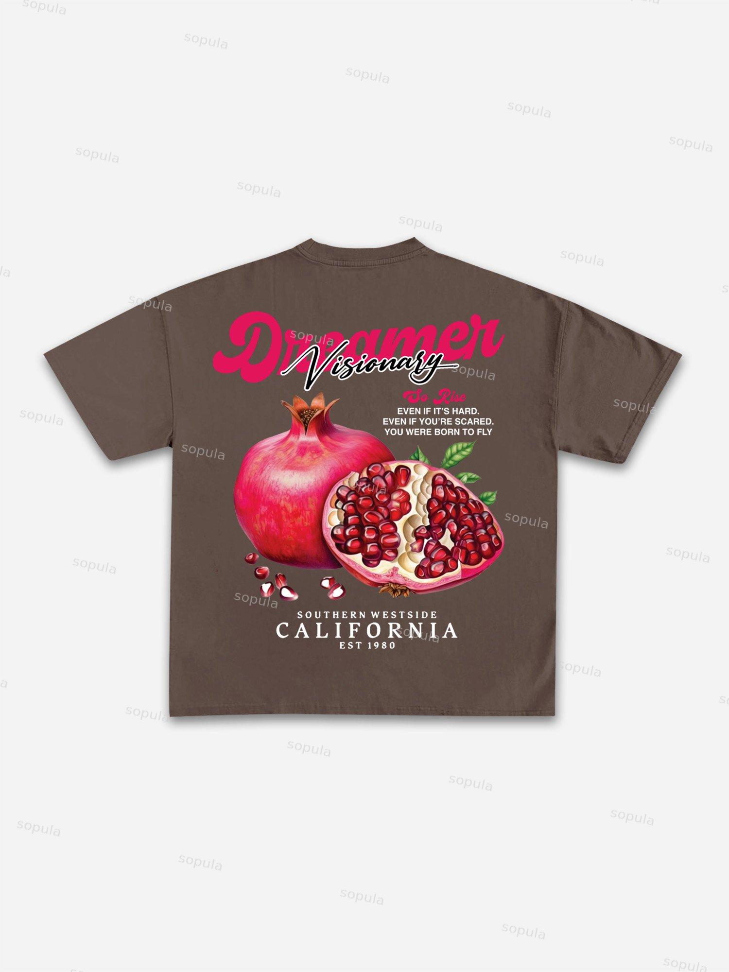 Tropical Fruits Love Your Dreams Vintage Graphic Cotton T-shirt Product Image