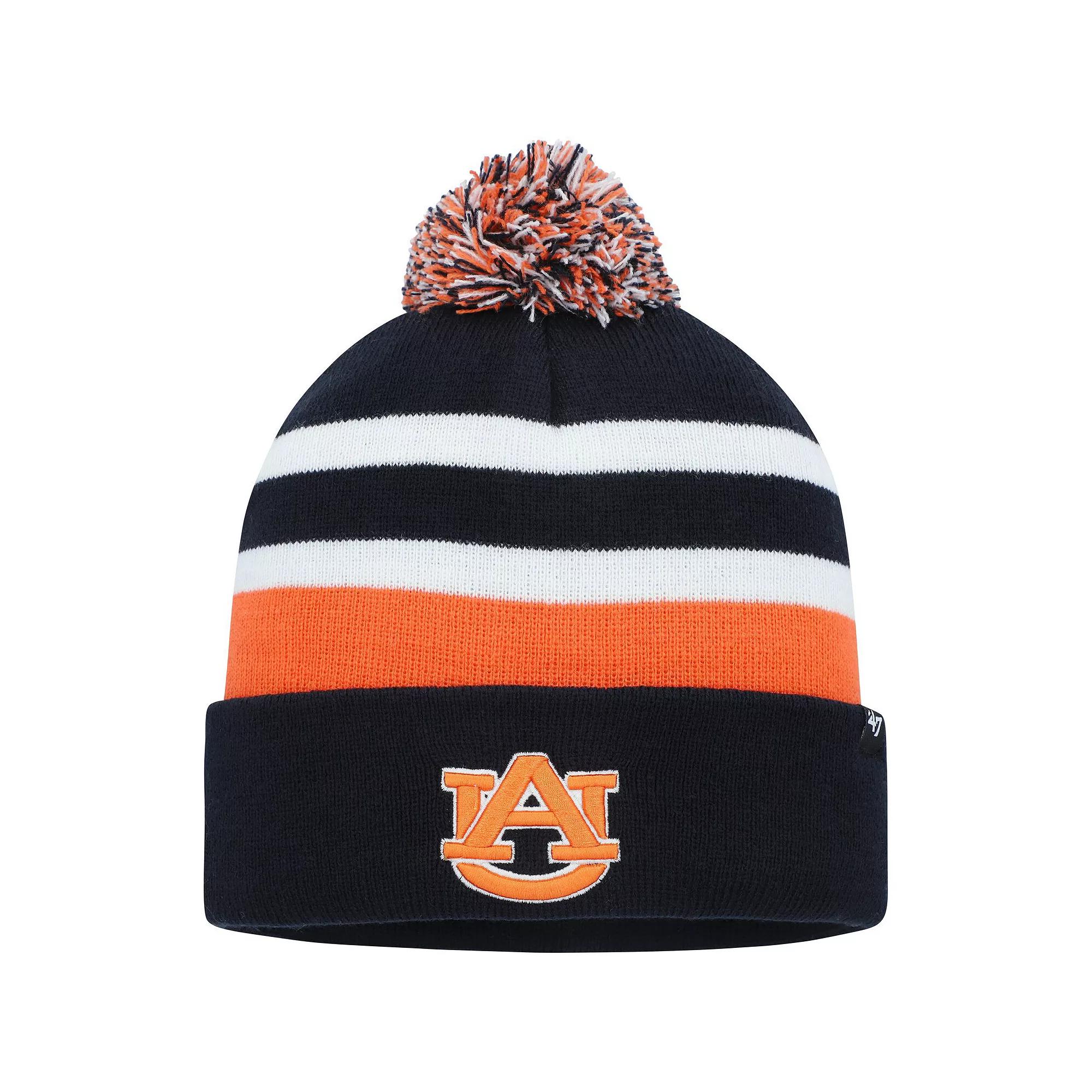 Men's '47 Navy Auburn Tigers State Line Cuffed Knit Hat with Pom, Blue Product Image