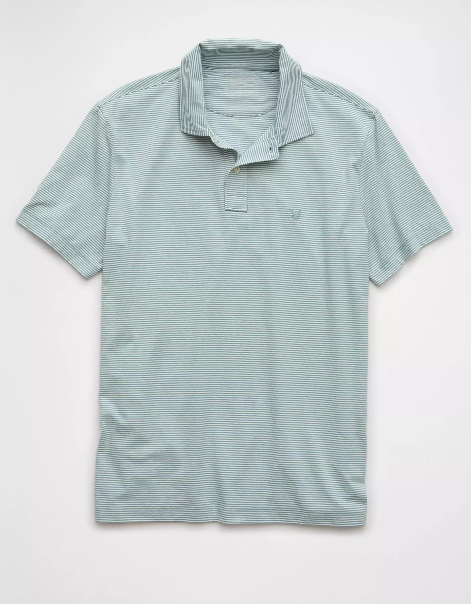 AE 24/7 Club Logo Striped Polo Shirt Product Image