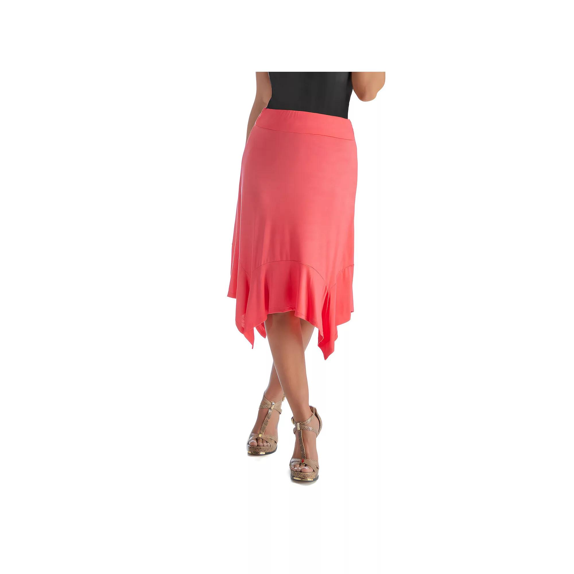 Women's 24Seven Comfort Apparel Elastic Waist Handkerchief Midi Skirt, Size: Medium, Pink Product Image