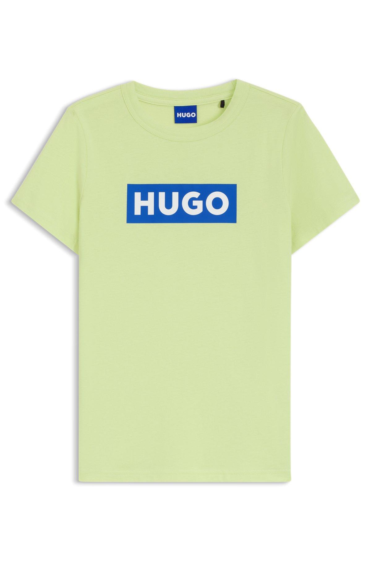 Slim-fit T-shirt in cotton with blue boxed logo Product Image