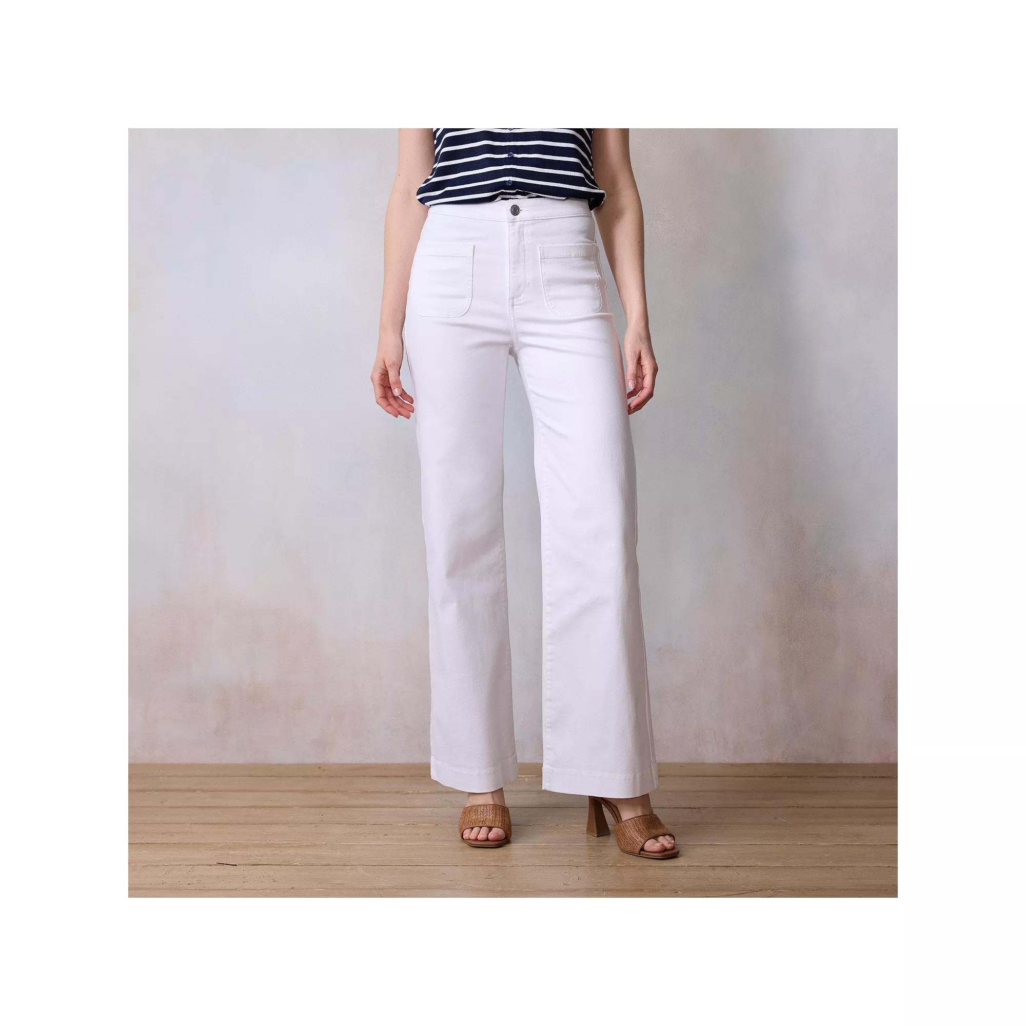 Women's LC Lauren Conrad Super High Rise Wide Leg Denim Trousers, Size: 4, Grey White Product Image