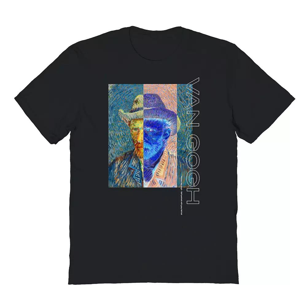 Men's apoh - Van Gogh Grey Felt Hat Graphic Tee, Size: Large, Black Product Image