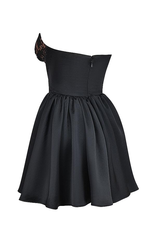 Jadore  black lace and satin strapless mini dress Product Image