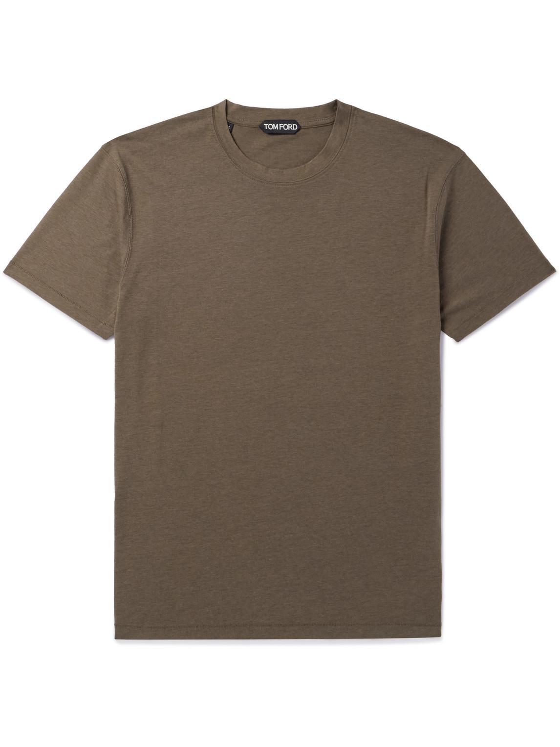 TOM FORD Slim-fit Lyocell And Cotton-blend Jersey T-shirt In Brown Product Image