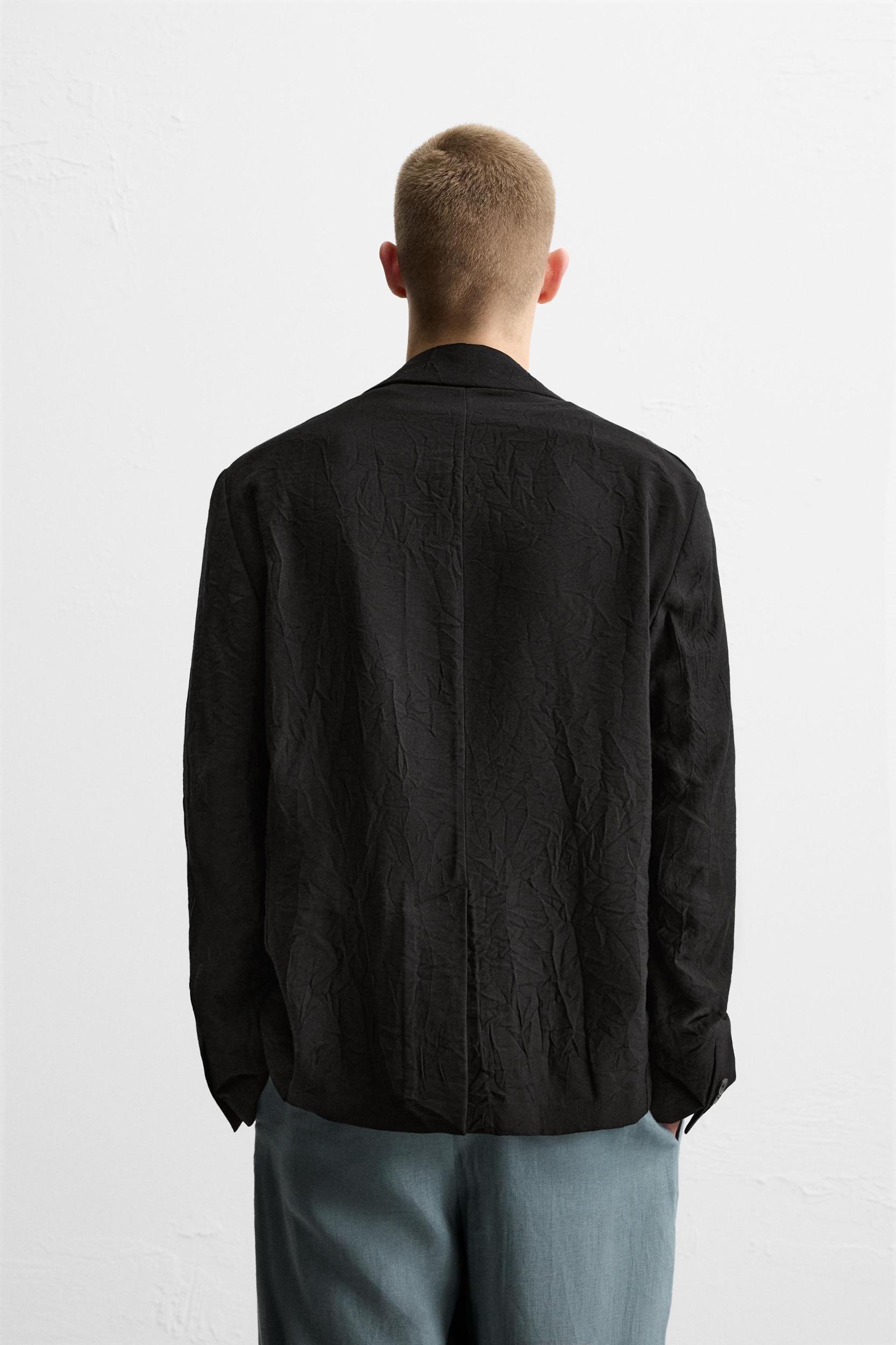 RELAXED FIT WRINKLED JACQUARD BLAZER Product Image