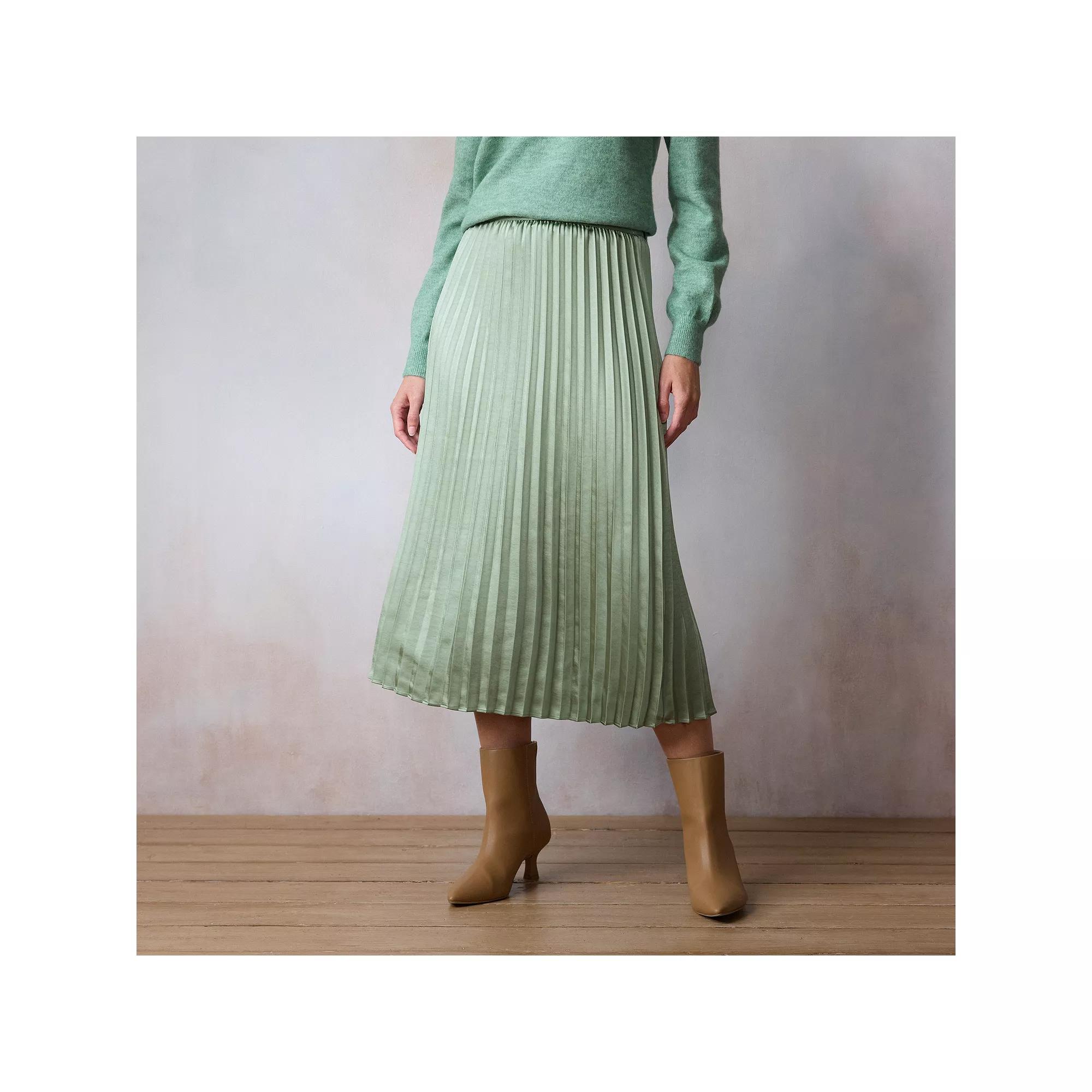 Women's LC Lauren Conrad Pleated Pull-On Midi Skirt, Size: Medium, Valor Green Product Image