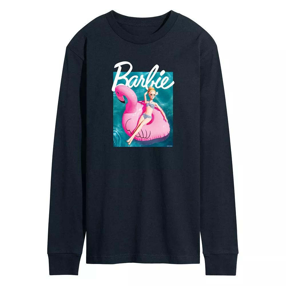 Men's Barbie® Pool Flamingo Long Sleeve Graphic Tee,  Product Image