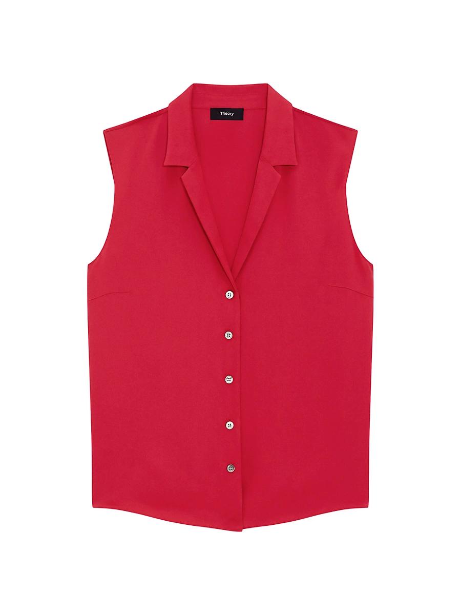 Womens Silk Sleeveless Button-Front Blouse Product Image
