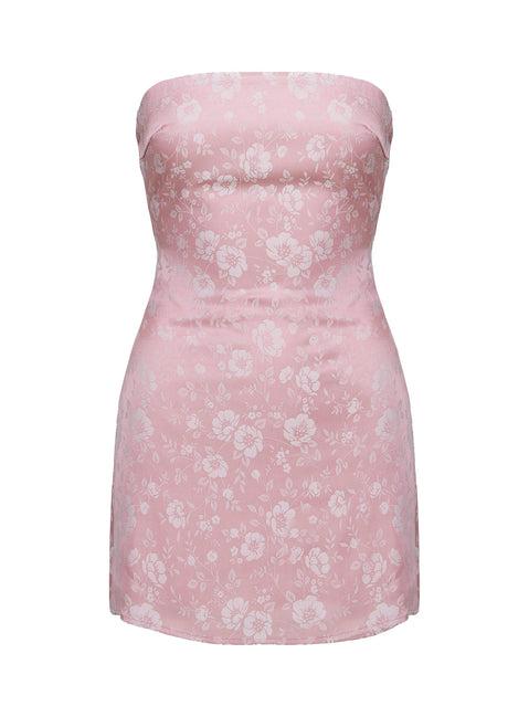 Ramie Strapless Mini Dress Dusty Pink Product Image