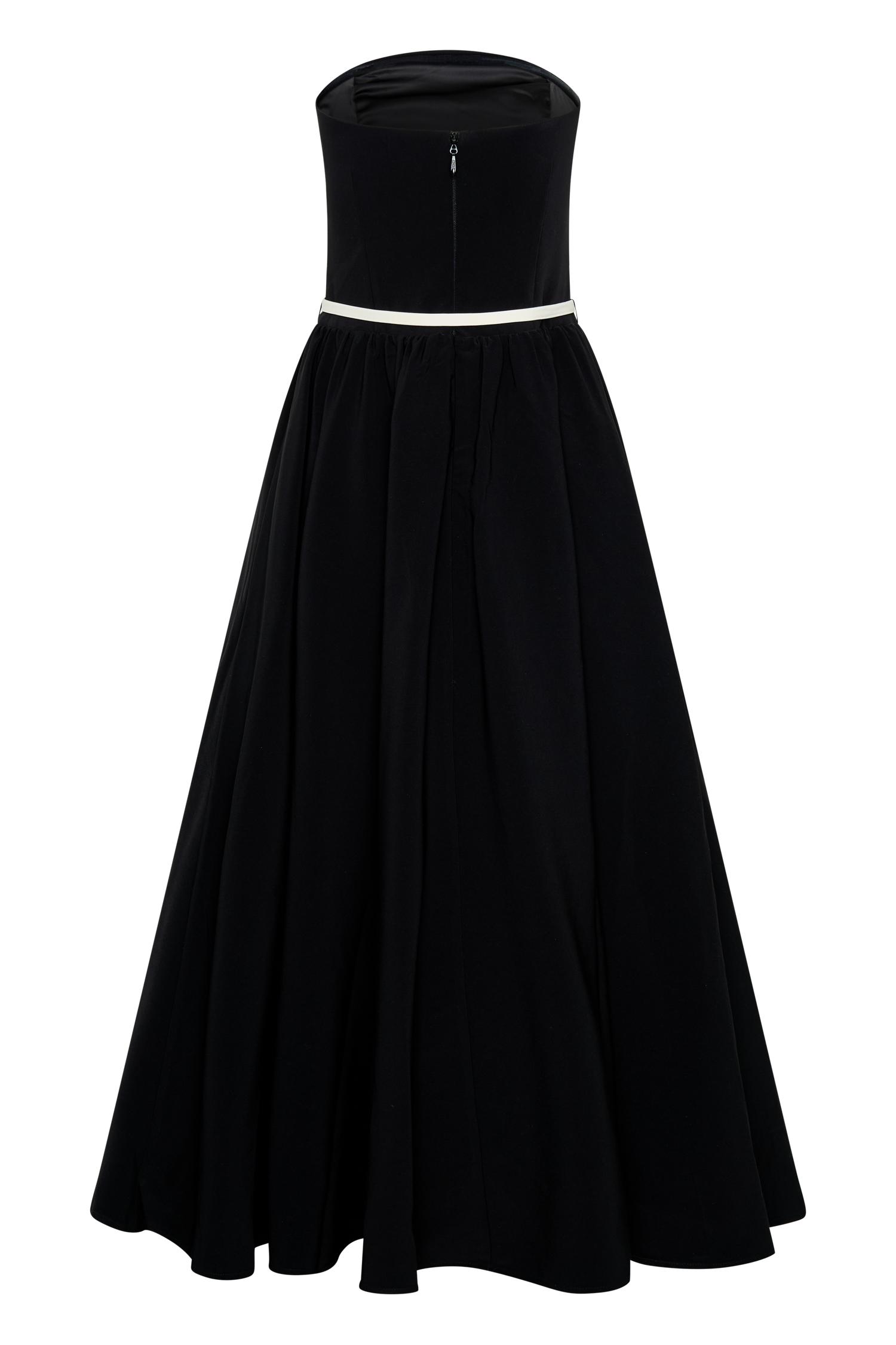 Penny Strapless Contrast Midi Dress - Black & White Product Image