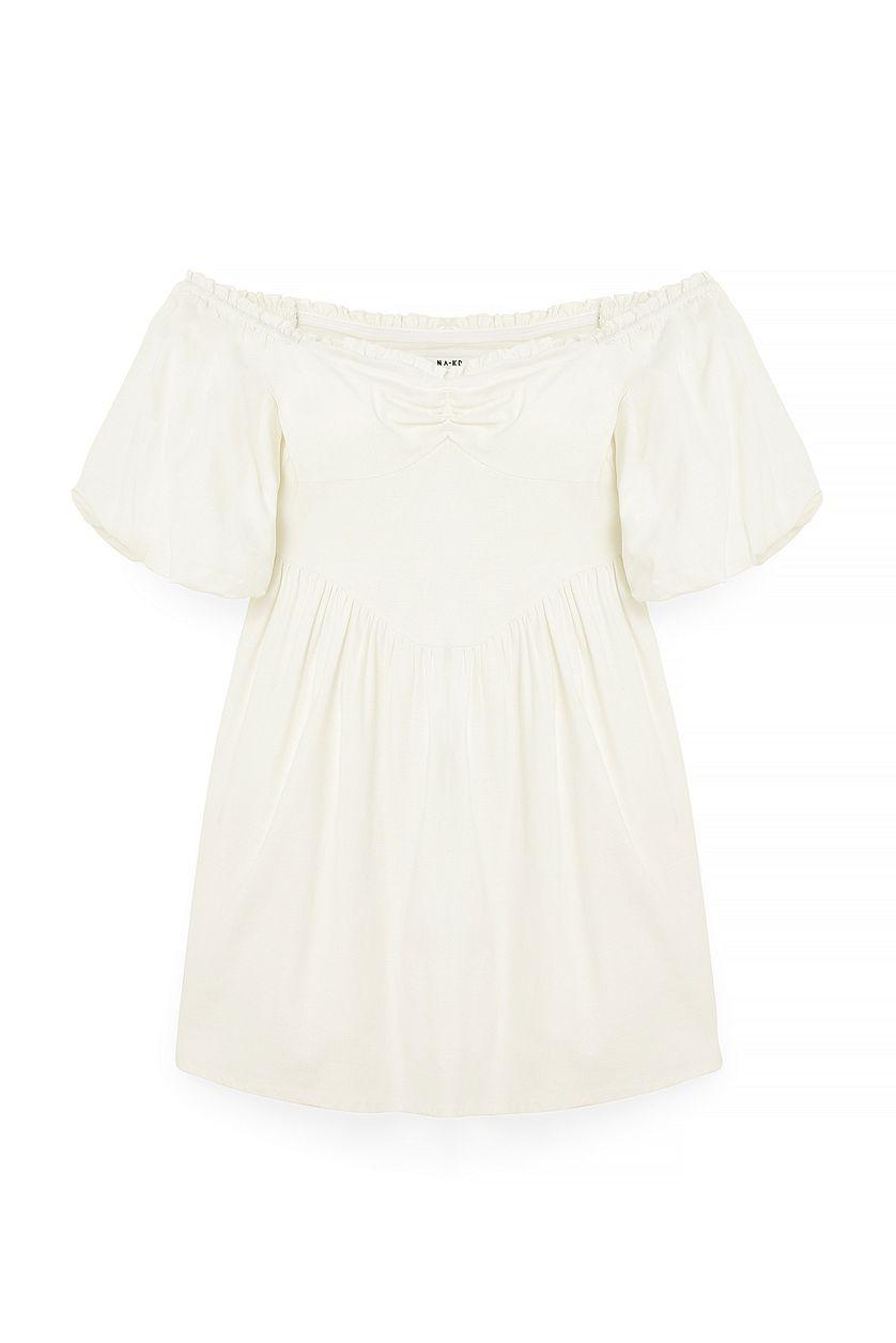 Puff Sleeve Off Shoulder Mini Dress Product Image