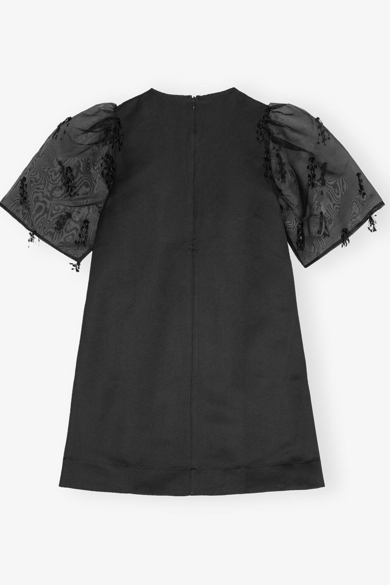 Black Fringed Organza Mini Dress Product Image