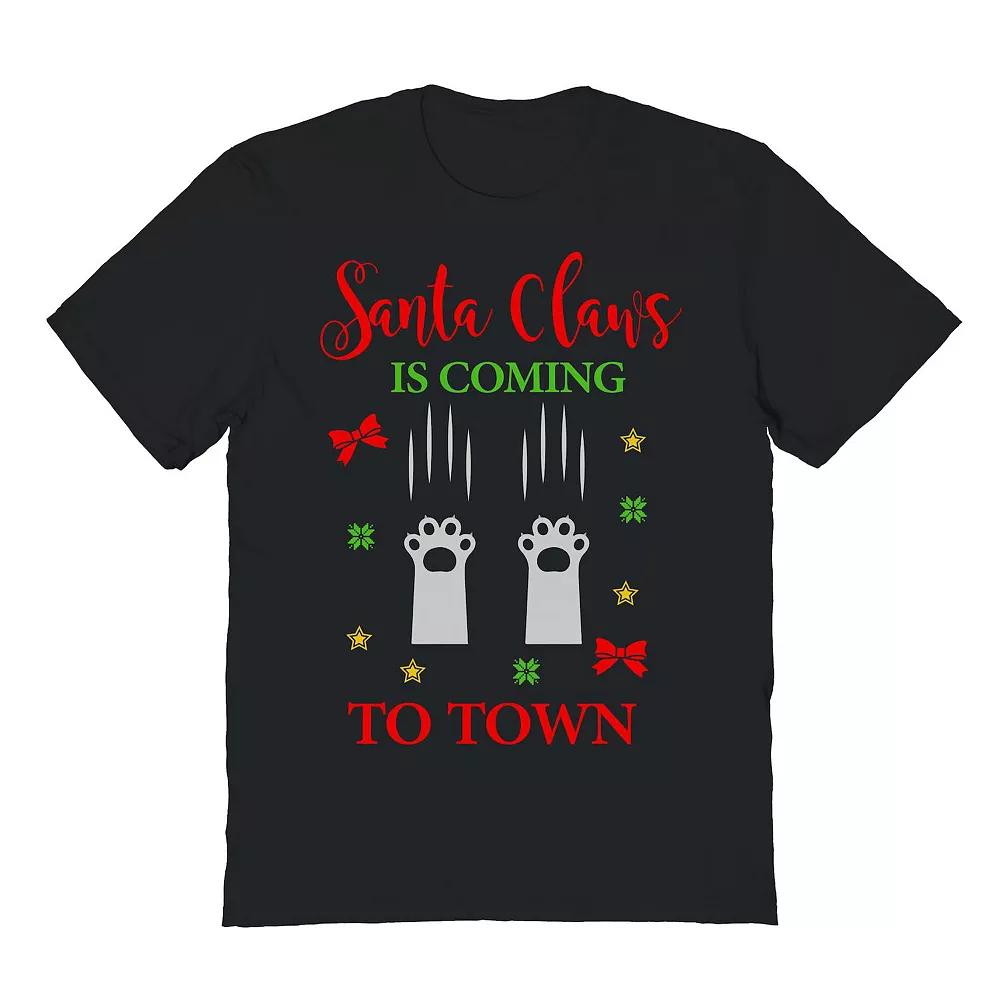 Men's Cat Santa Paws Christmas Graphic Tee, Adult Unisex,  Product Image