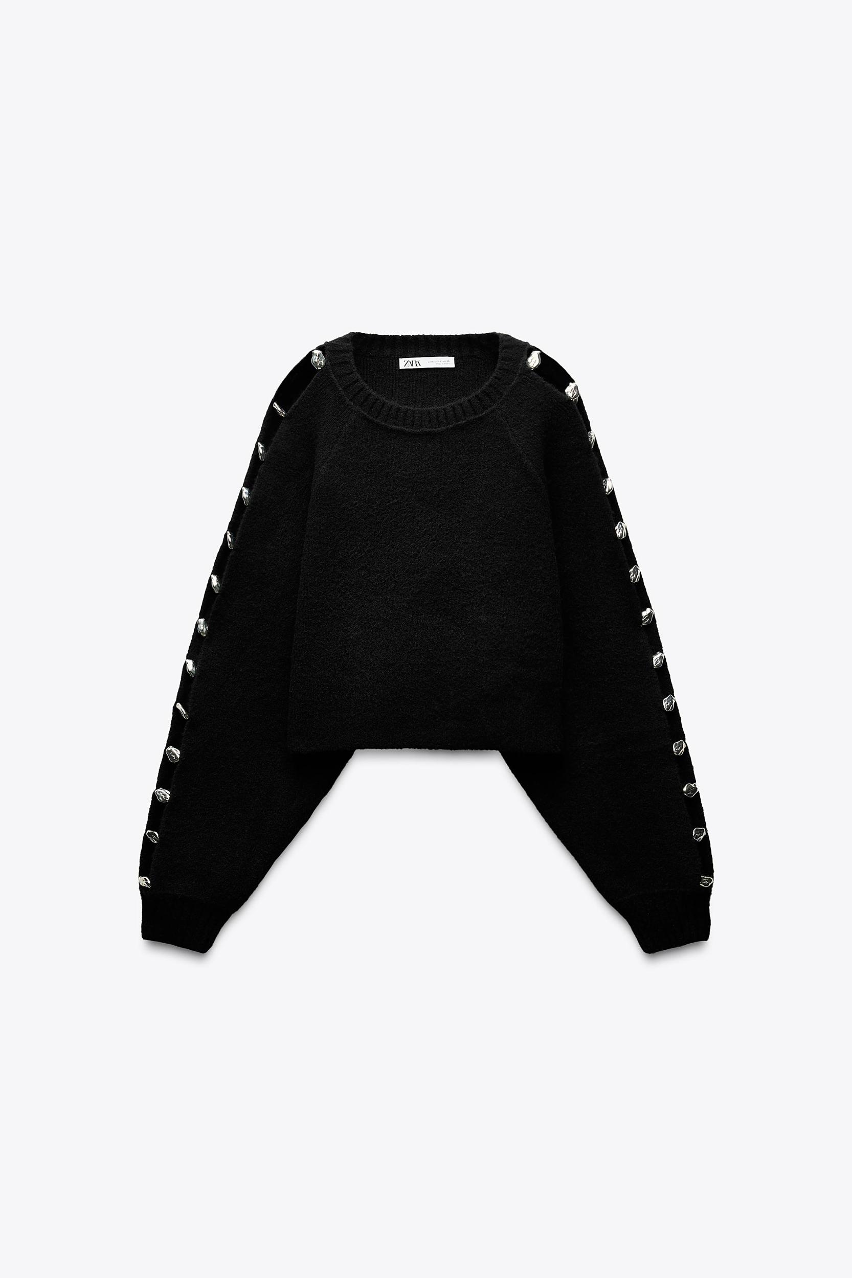 BOBBLE SLEEVE KNIT SWEATER Product Image