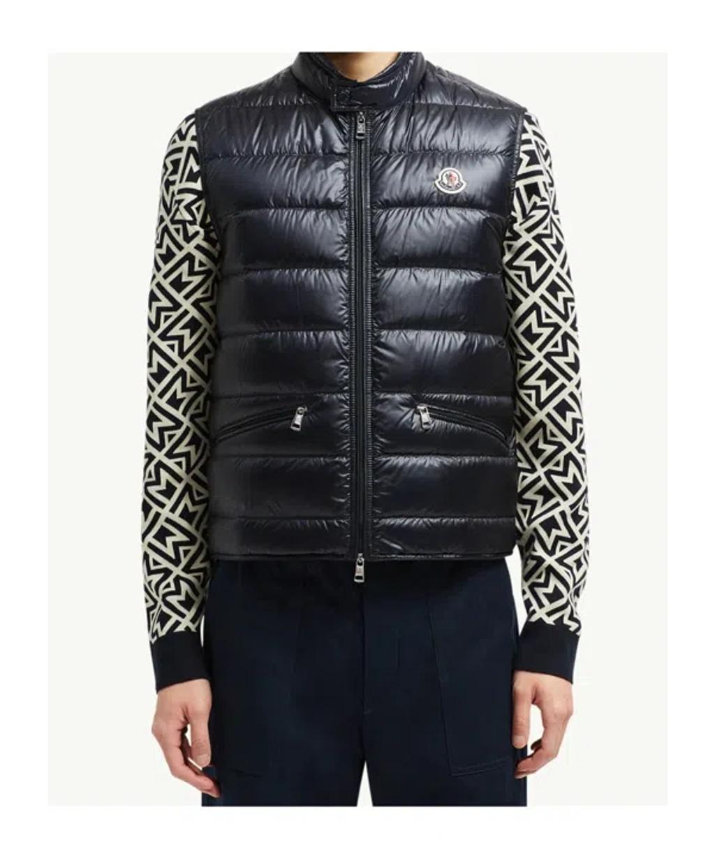 MONCLER High Collar Puffer Quilted Sleeveless Jacket In Black Product Image