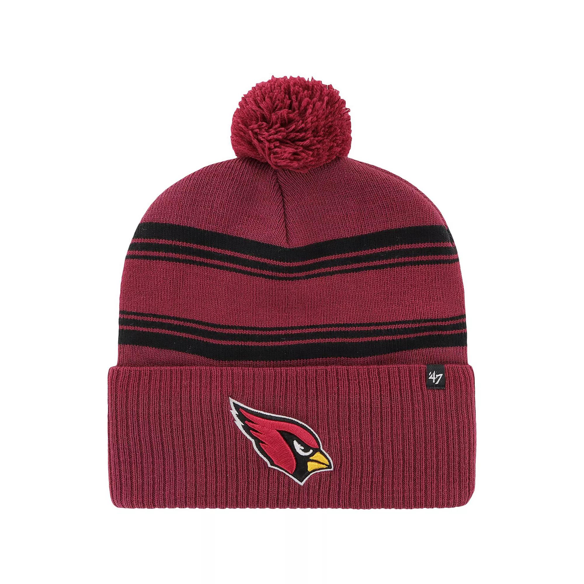 Men's '47 Cardinal Arizona Cardinals Fadeout Cuffed Knit Hat with Pom, Red Product Image