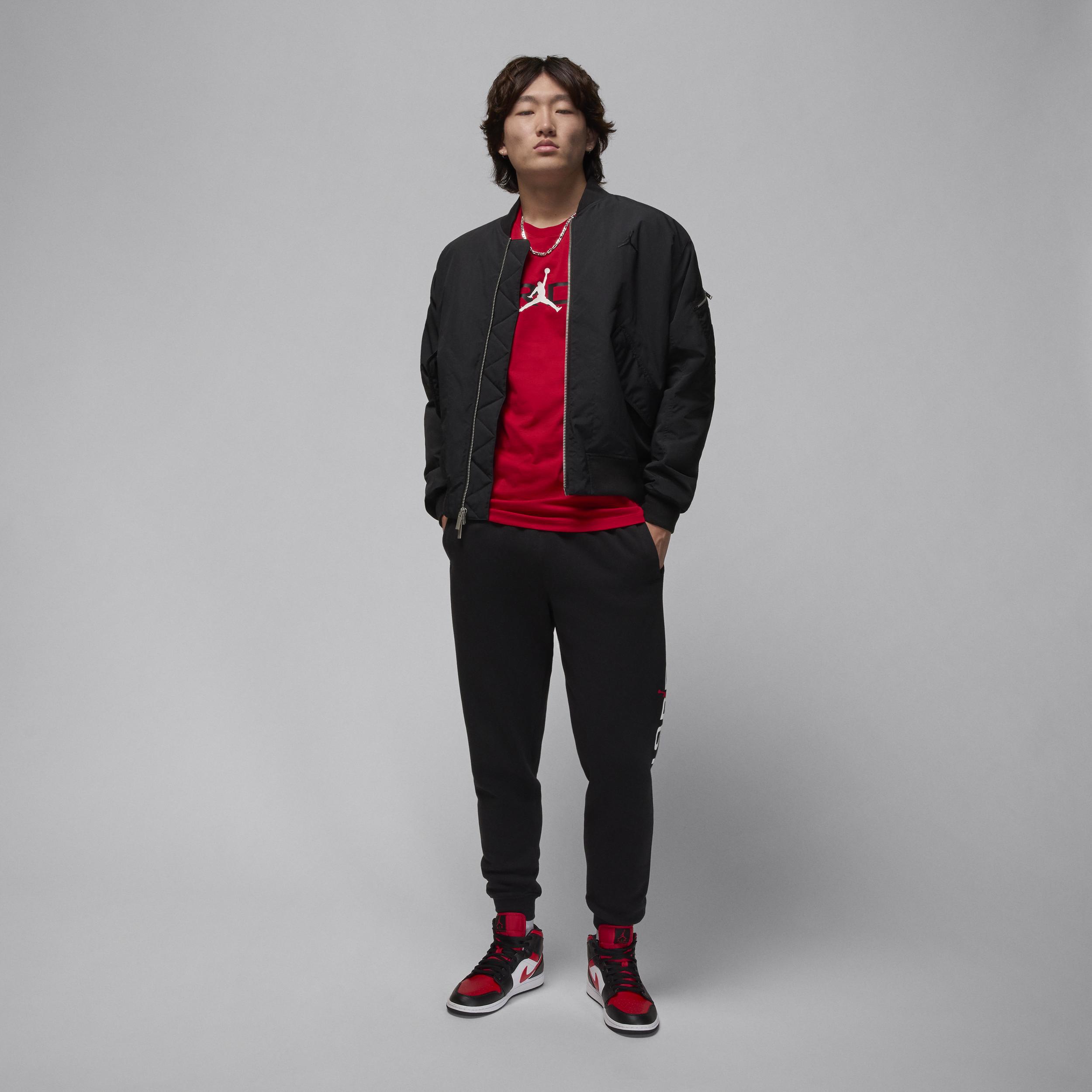 Jordan Mens Jordan Air Stretch Short Sleeve Crew - Mens Red/Black/White Product Image