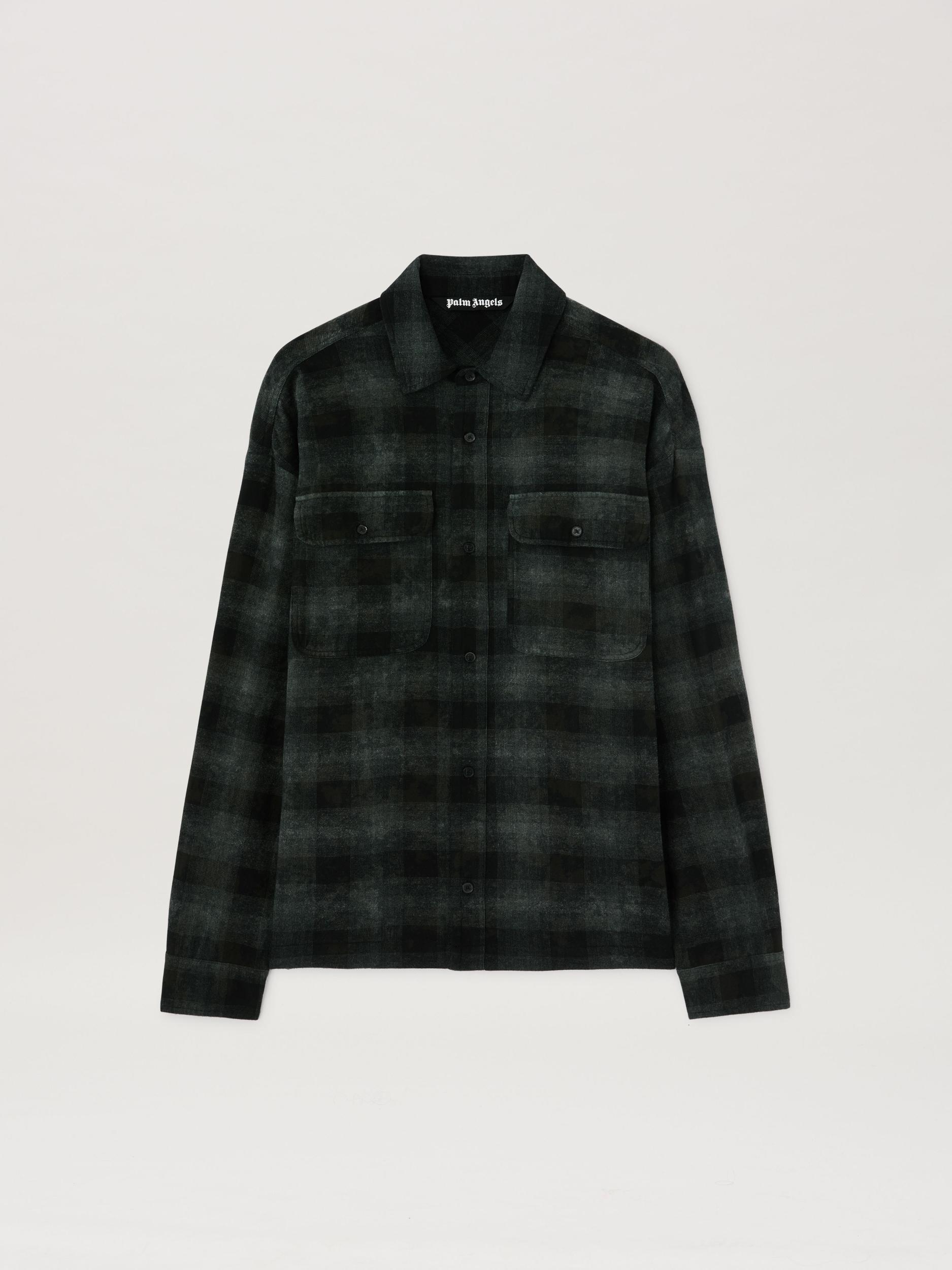 M CURVED LOGO CHECK SHIRT LS MILITARY GR Product Image