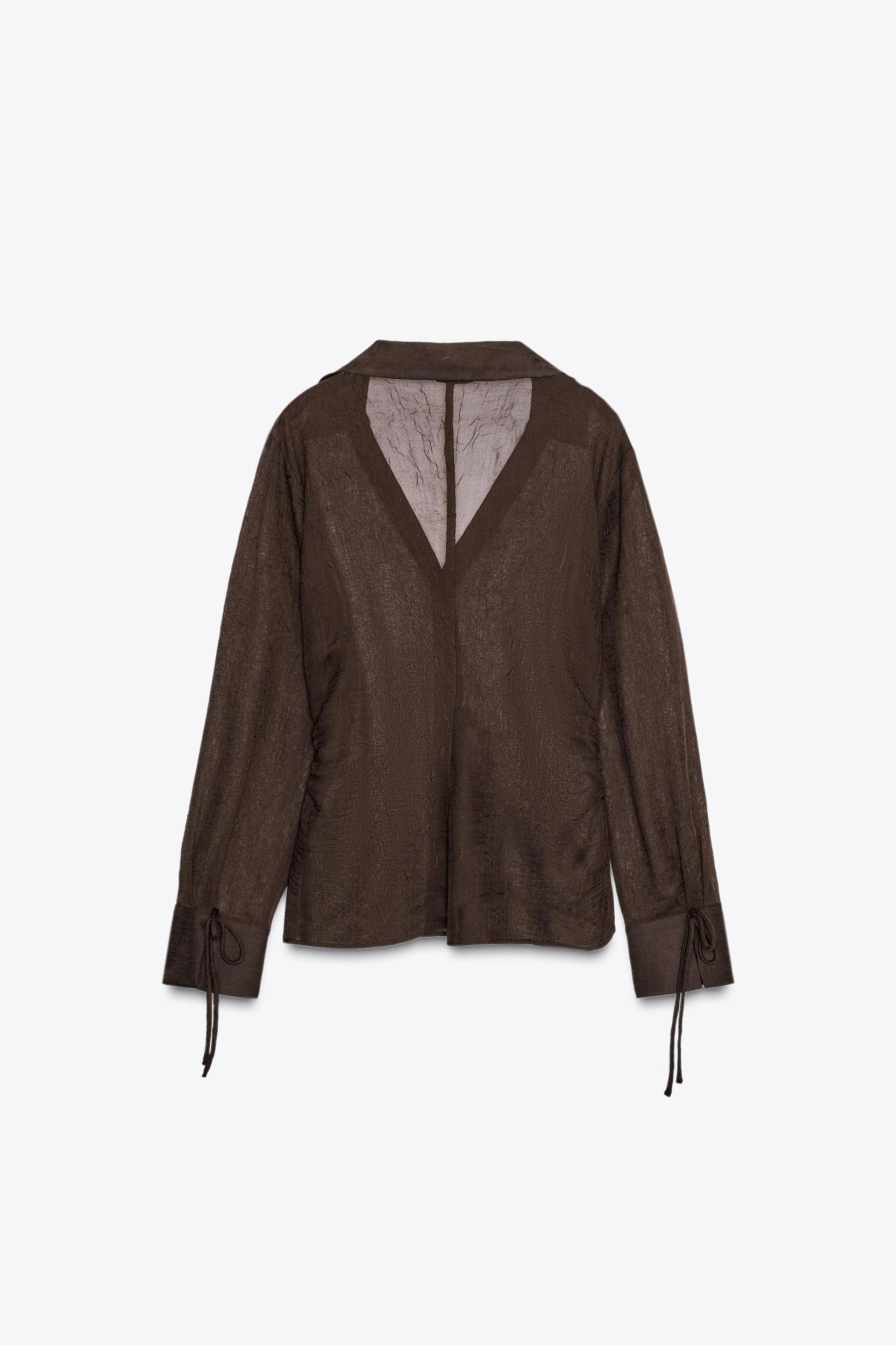 SEMI-SHEER SHIRT WITH TIES Product Image