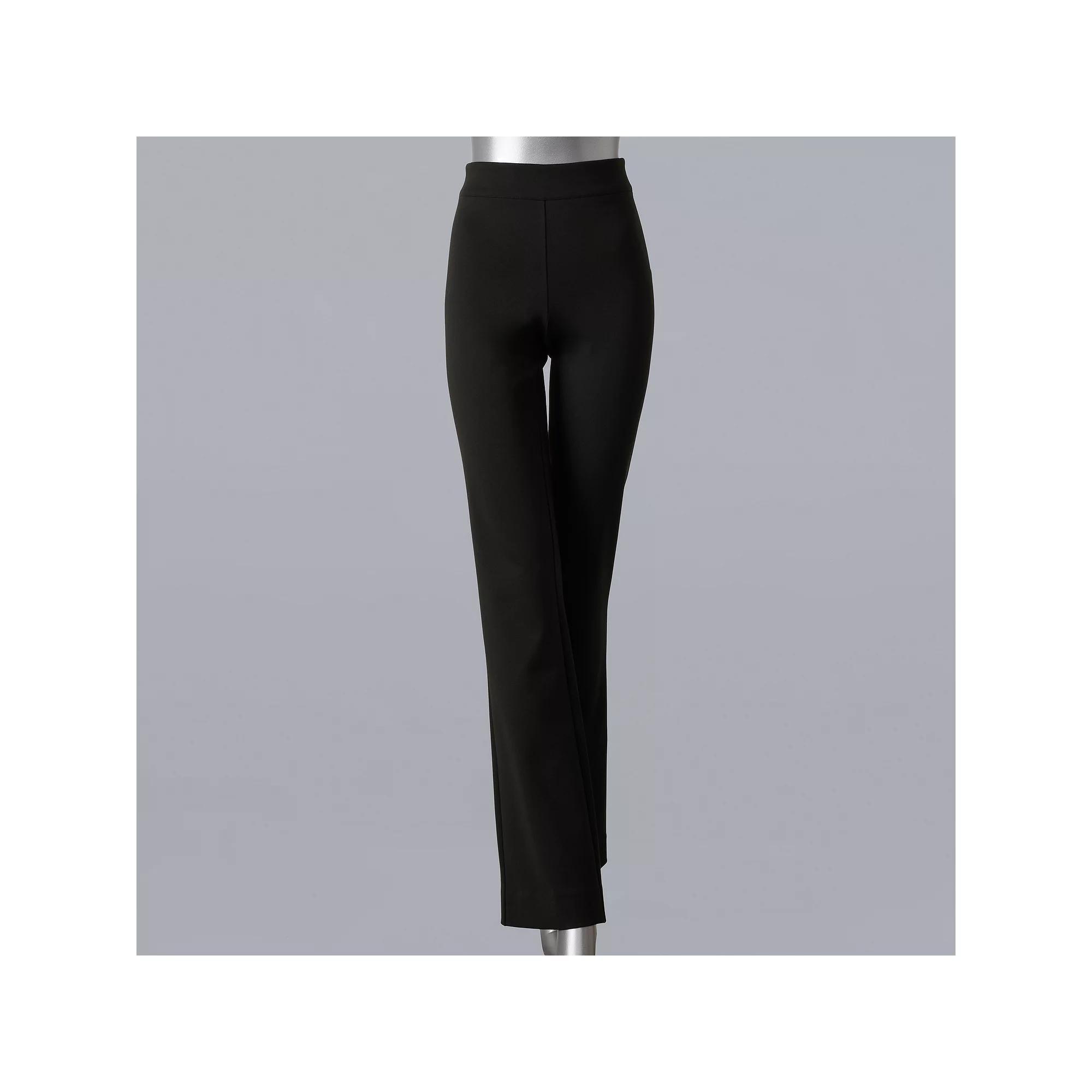 Women's Simply Vera Vera Wang Mid-Rise Pull-On Ponte Bootcut Pants, Size: XS, Black Product Image
