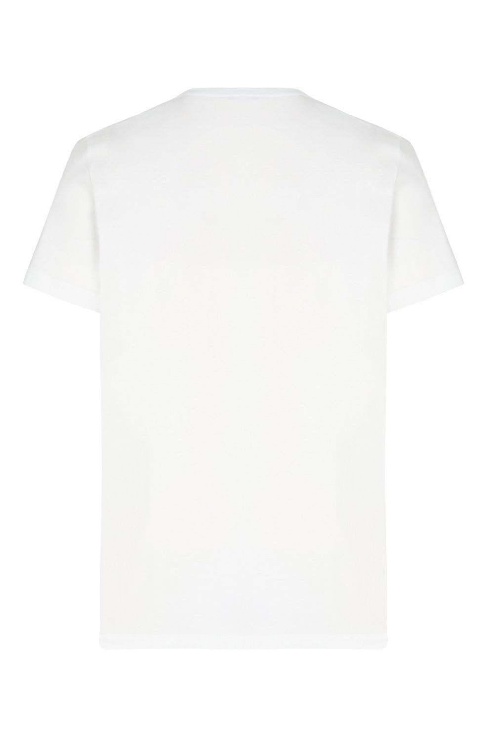 BALMAIN Flocked Logo Classic-fit T-shirt In White Product Image