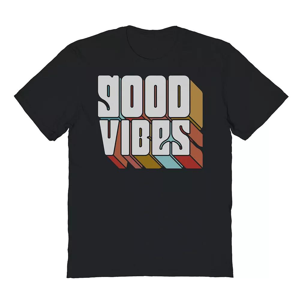 Men's 3D Good Vibes Graphic Tee, Size: Small, Black Product Image