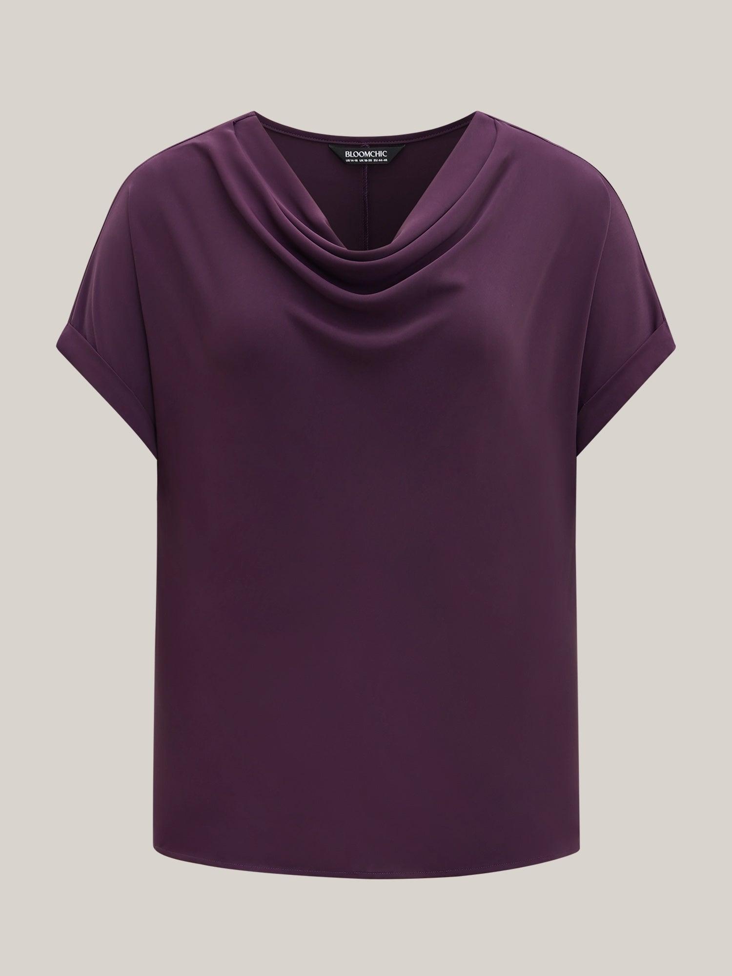Cowl Neck Plain Dolman Sleeve Blouse Female Product Image