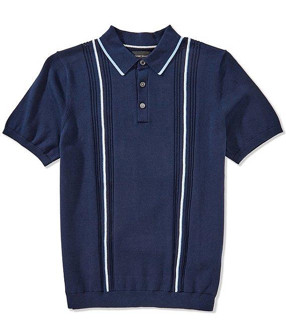 Perry Ellis Vertical Stripe Short Sleeve Polo Shirt Product Image