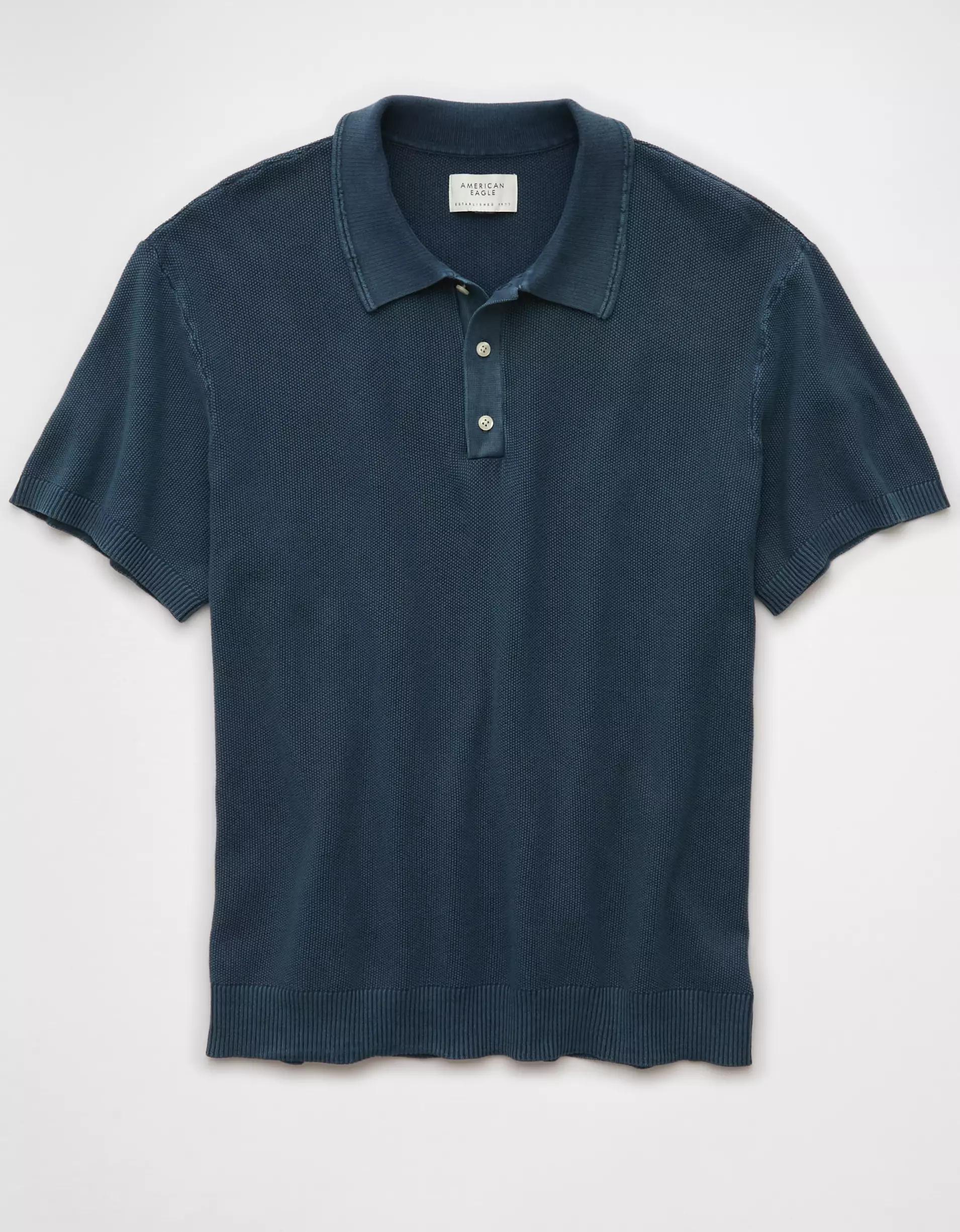 AE Weekend Washed Sweater Polo Shirt Product Image