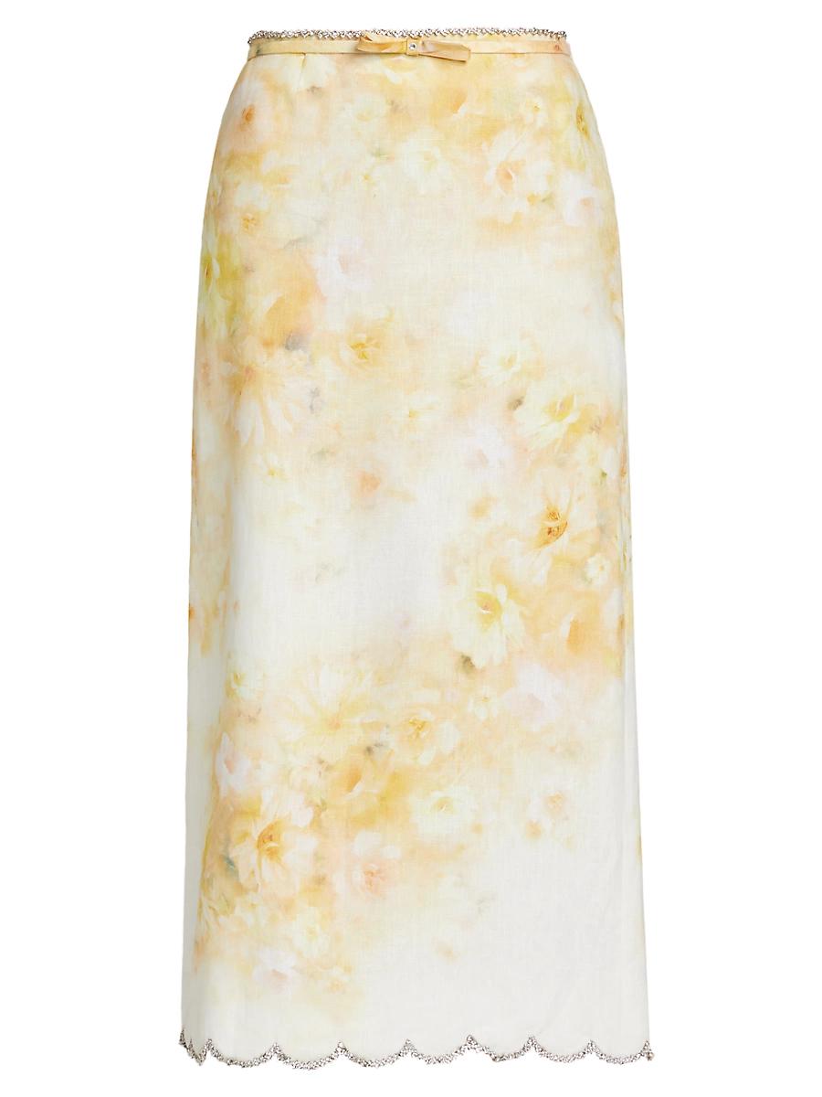 Womens Crush Scalloped Midi-Skirt Product Image