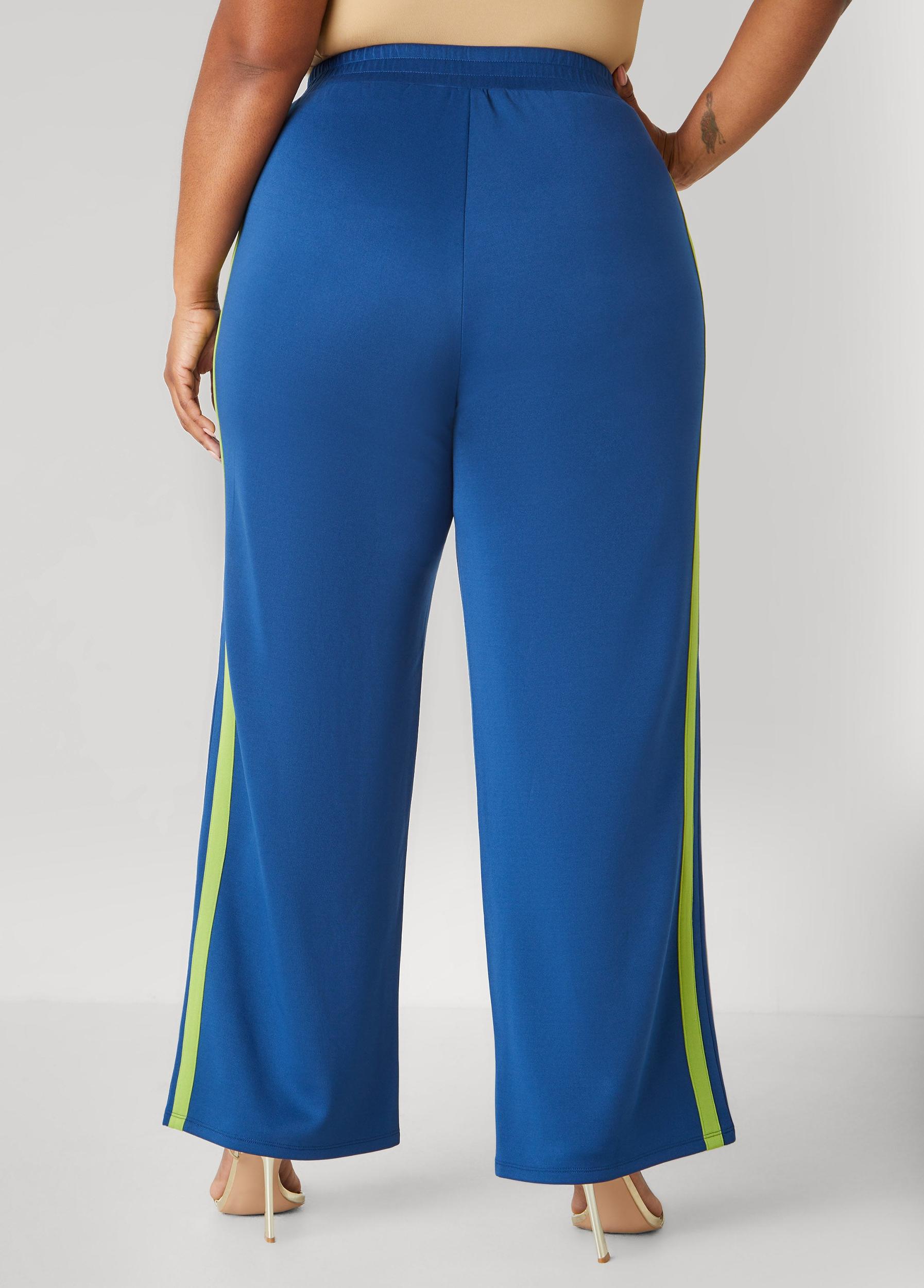 Plus Size Striped Trimmed Wide Leg Pants Ashley Stewart Product Image