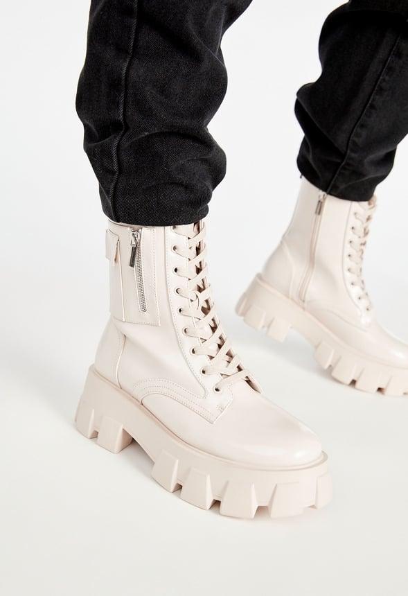 JustFab Margaux Platform Loafer Pump Womens Black/ White Size 8.5 Product Image