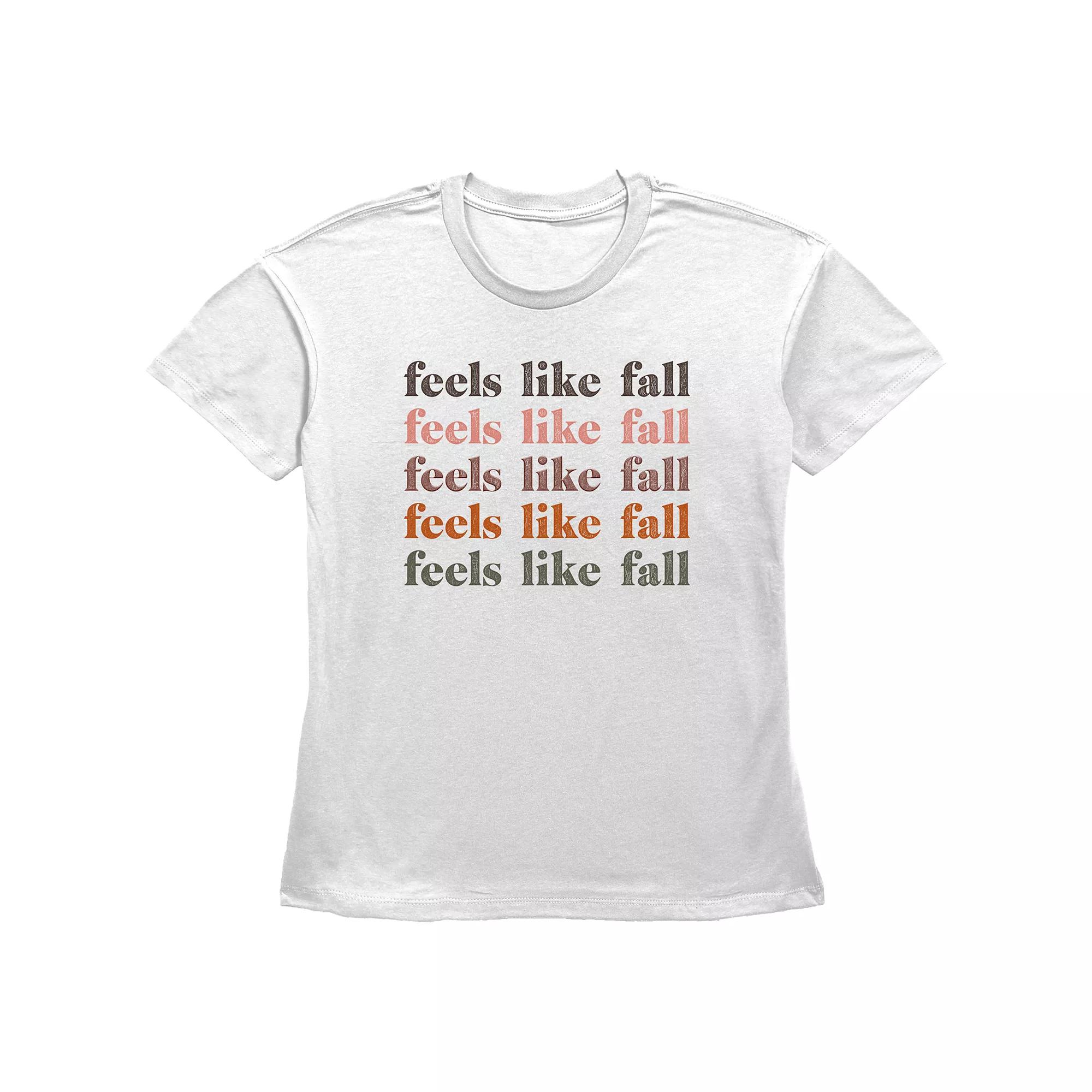 Juniors' Feels Like Fall Stack Text Graphic Tee, Women's, Size: XXL, White Product Image